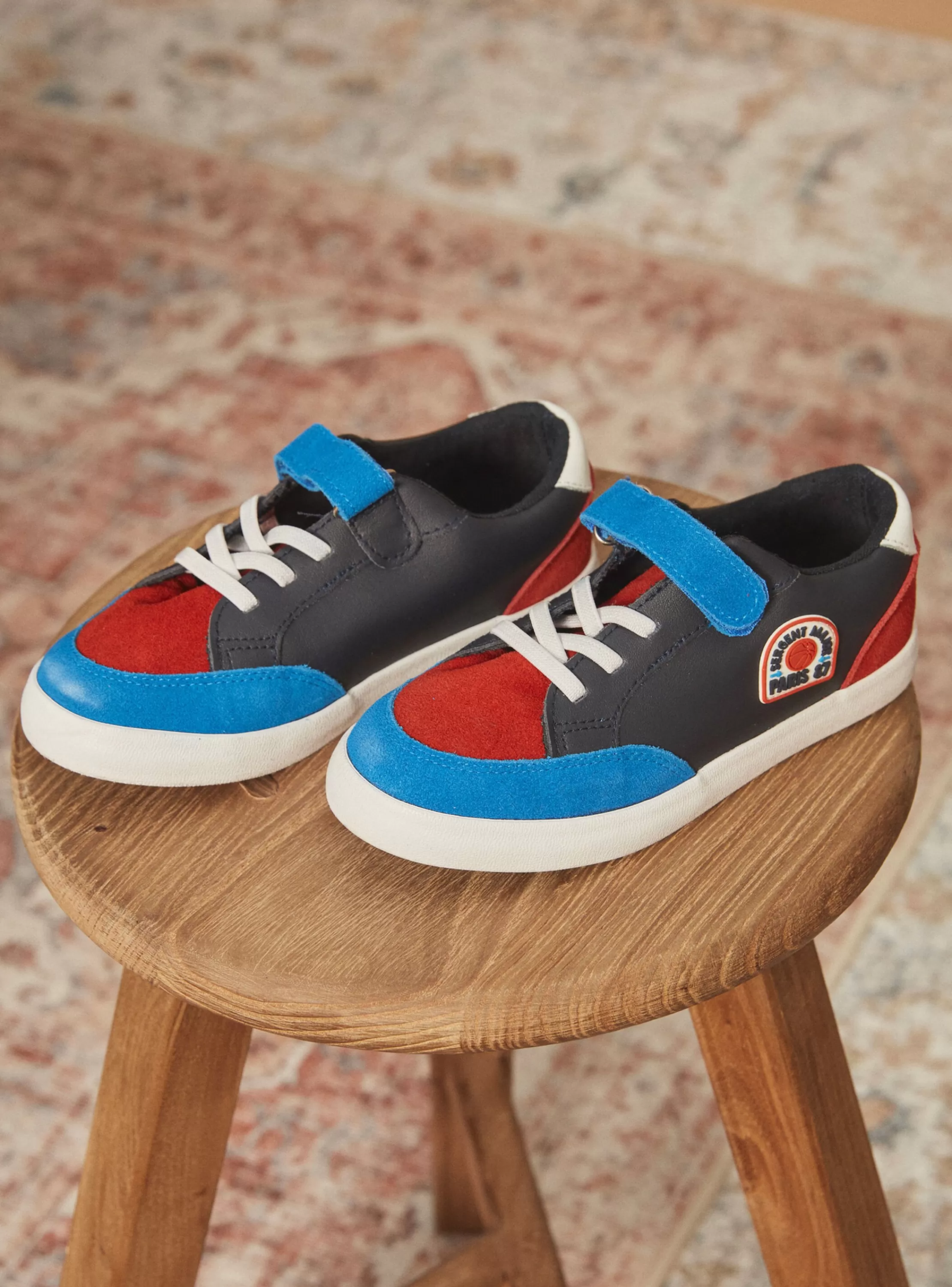 Best Sale Sergent Major Baskets bleues marine en cuir