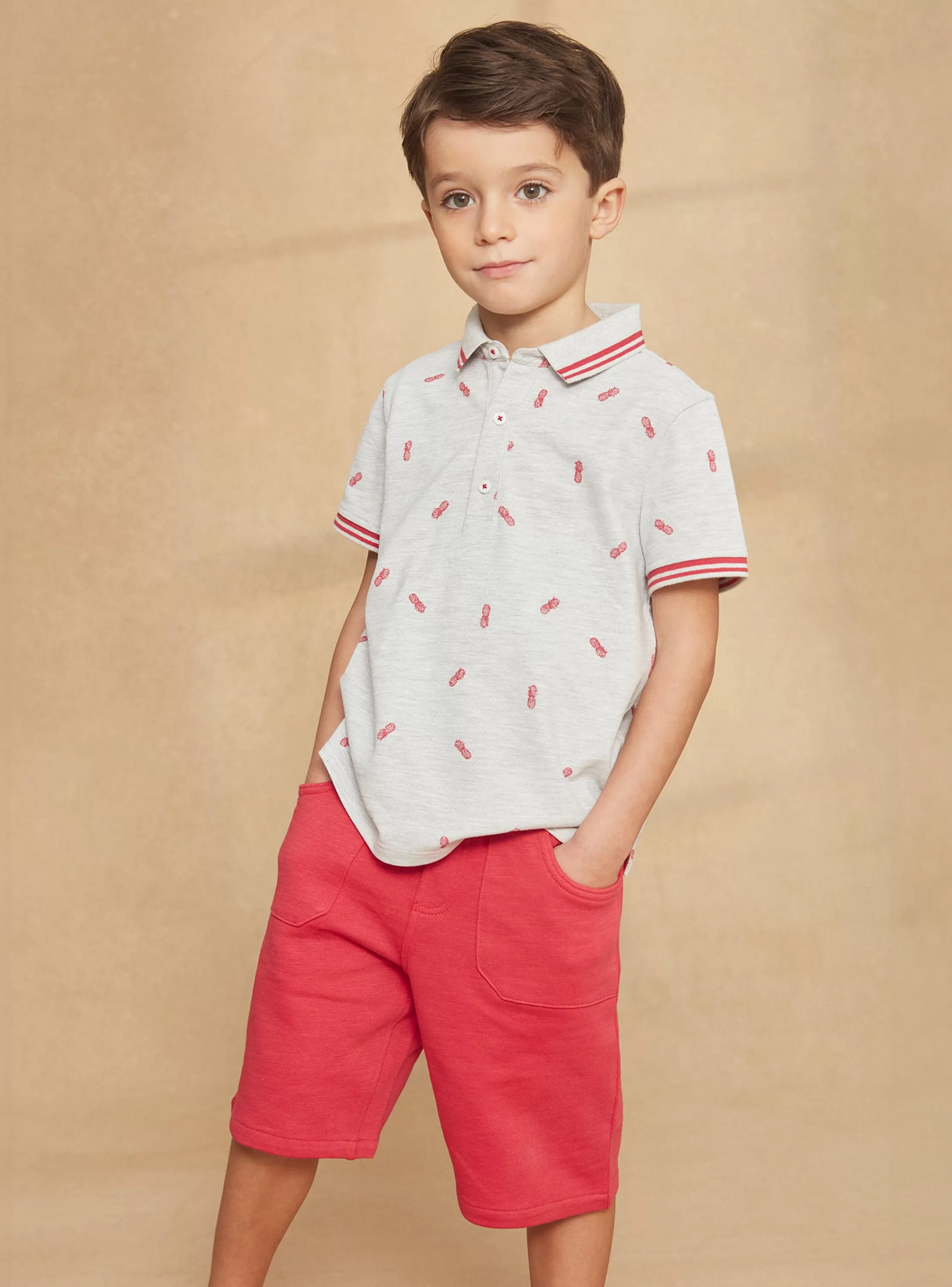 Sale Sergent Major Bermuda corail en molleton