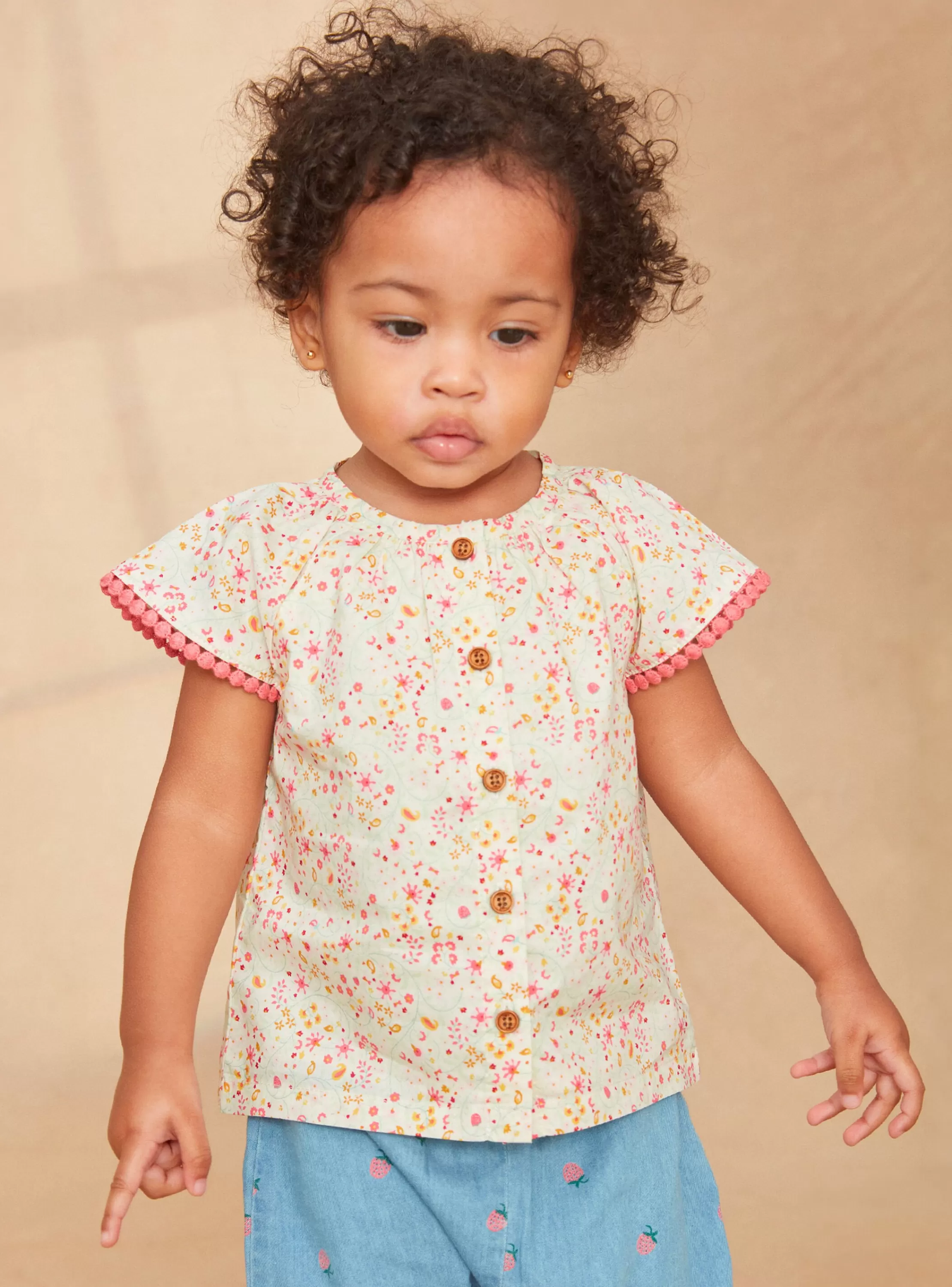Hot Sergent Major Blouse beige fleurie
