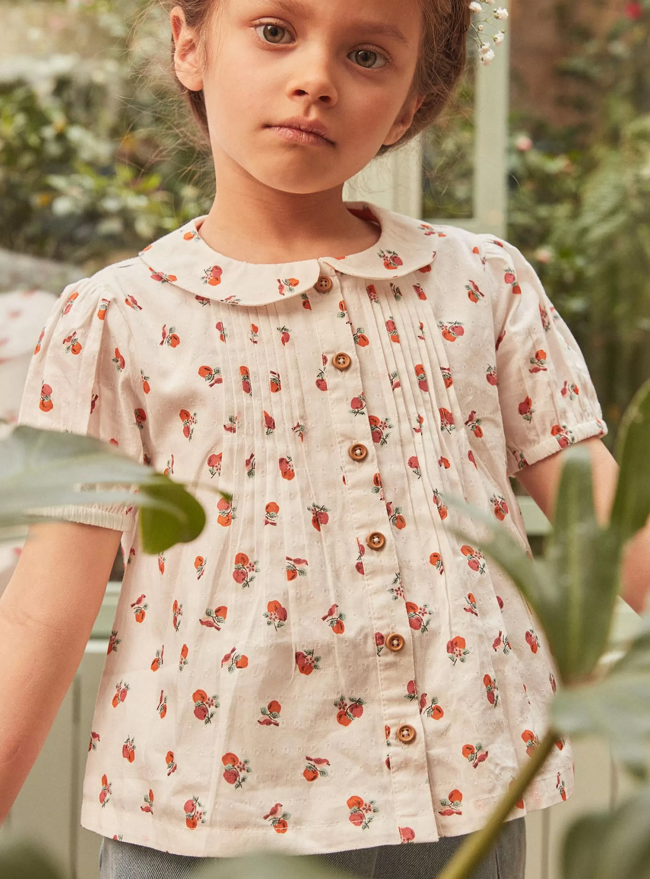 Online Sergent Major Blouse écrue à imprimé fruits