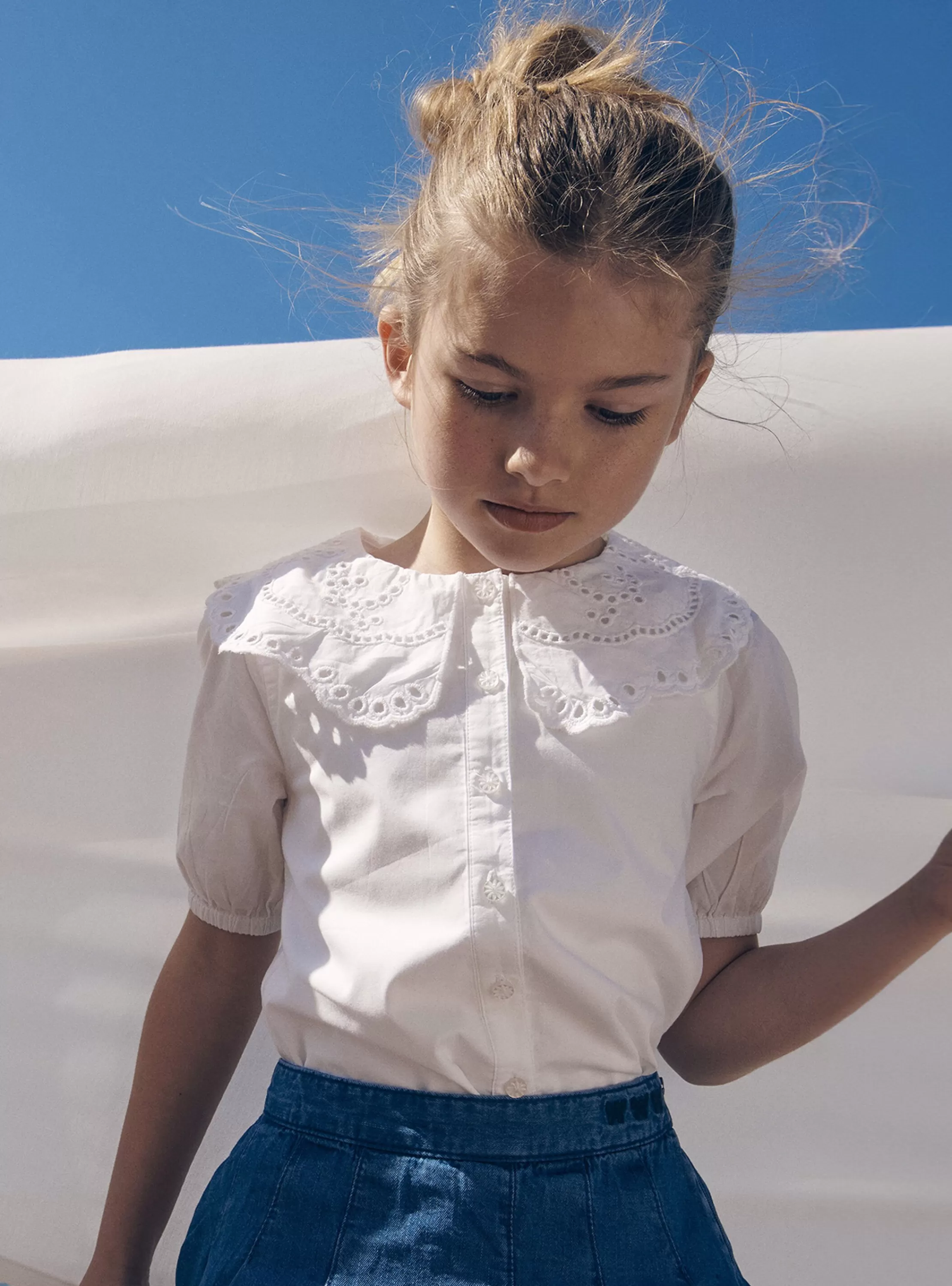 Cheap Sergent Major Blouse écrue en popeline de coton
