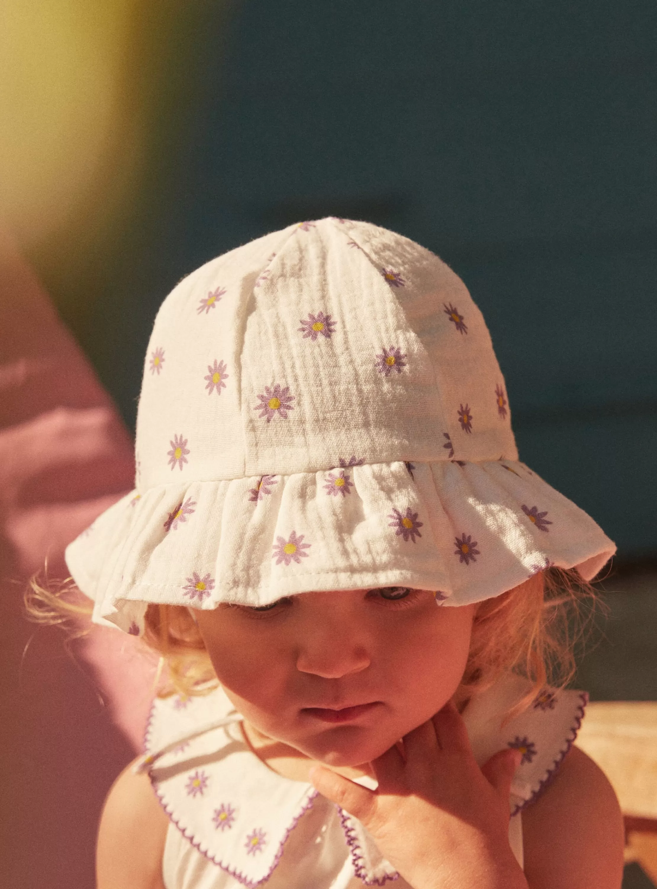 Fashion Sergent Major Bob écru à imprimé fleuri en gaze de coton
