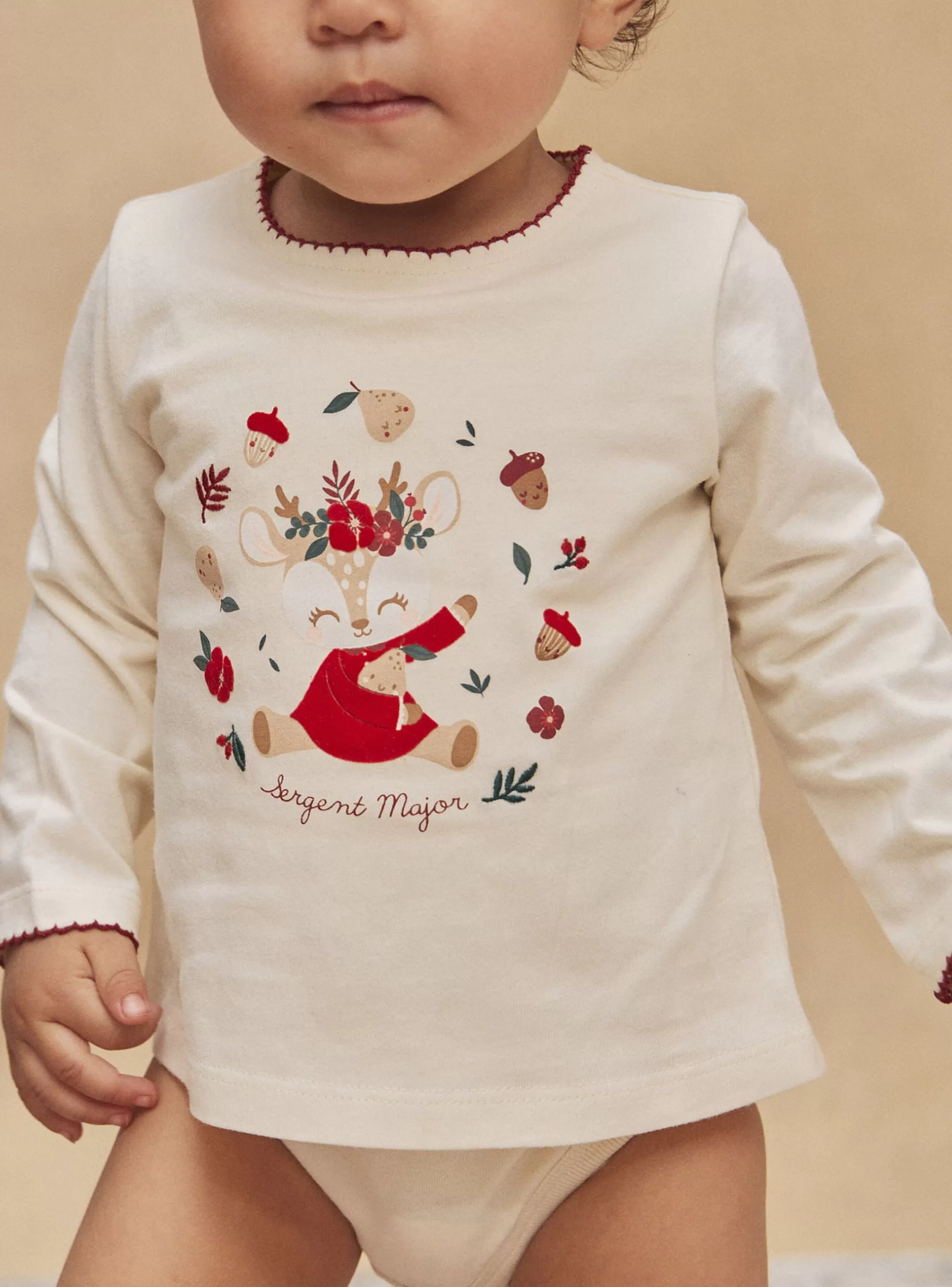 Store Sergent Major Body T-shirt beige à manches longues