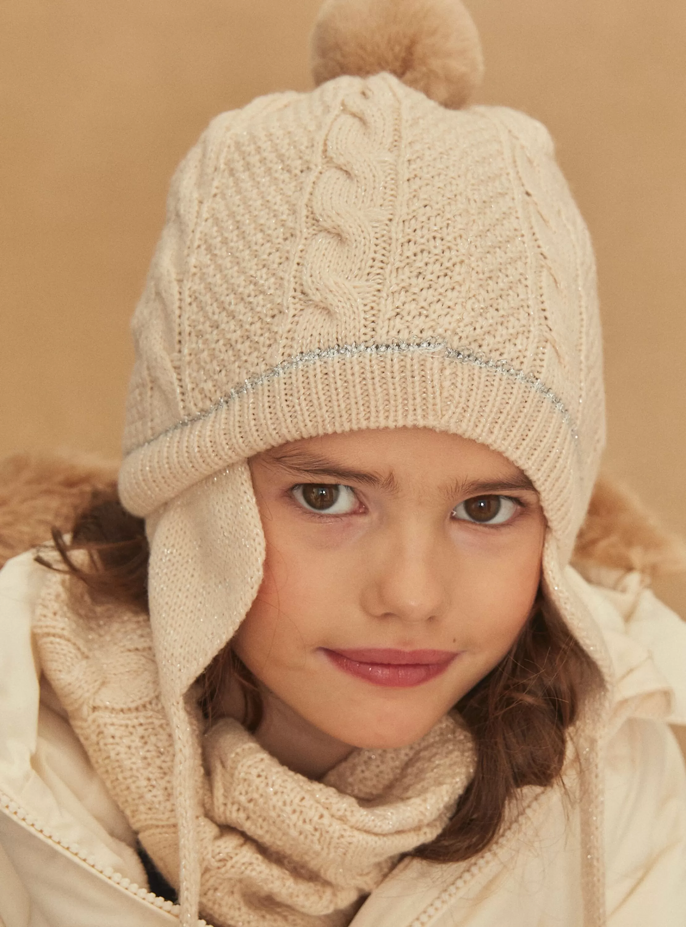 Best Sale Sergent Major Bonnet à pompon beige en tricot