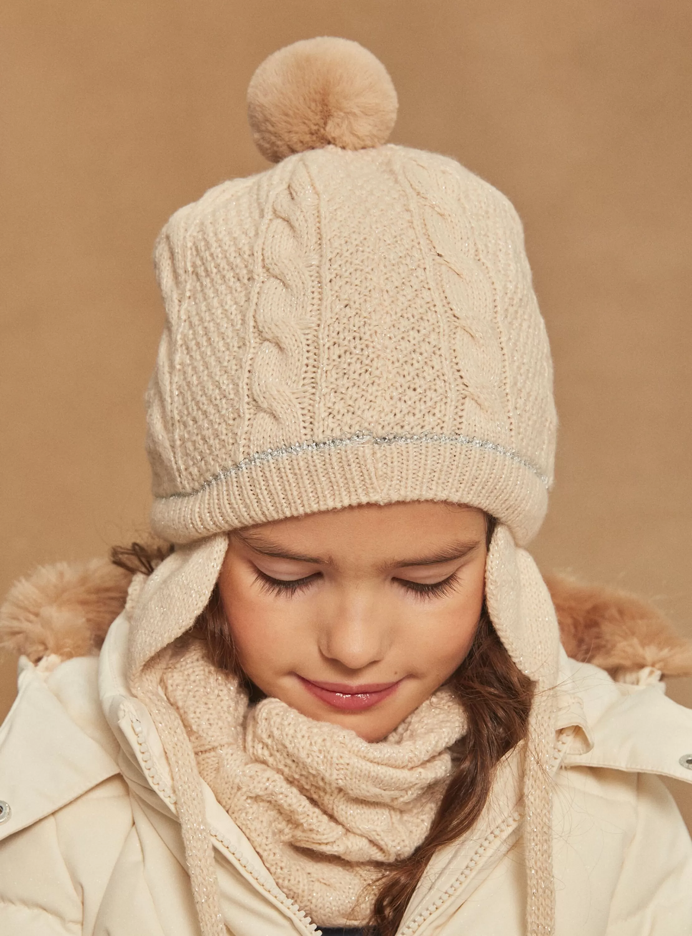 Best Sale Sergent Major Bonnet à pompon beige en tricot