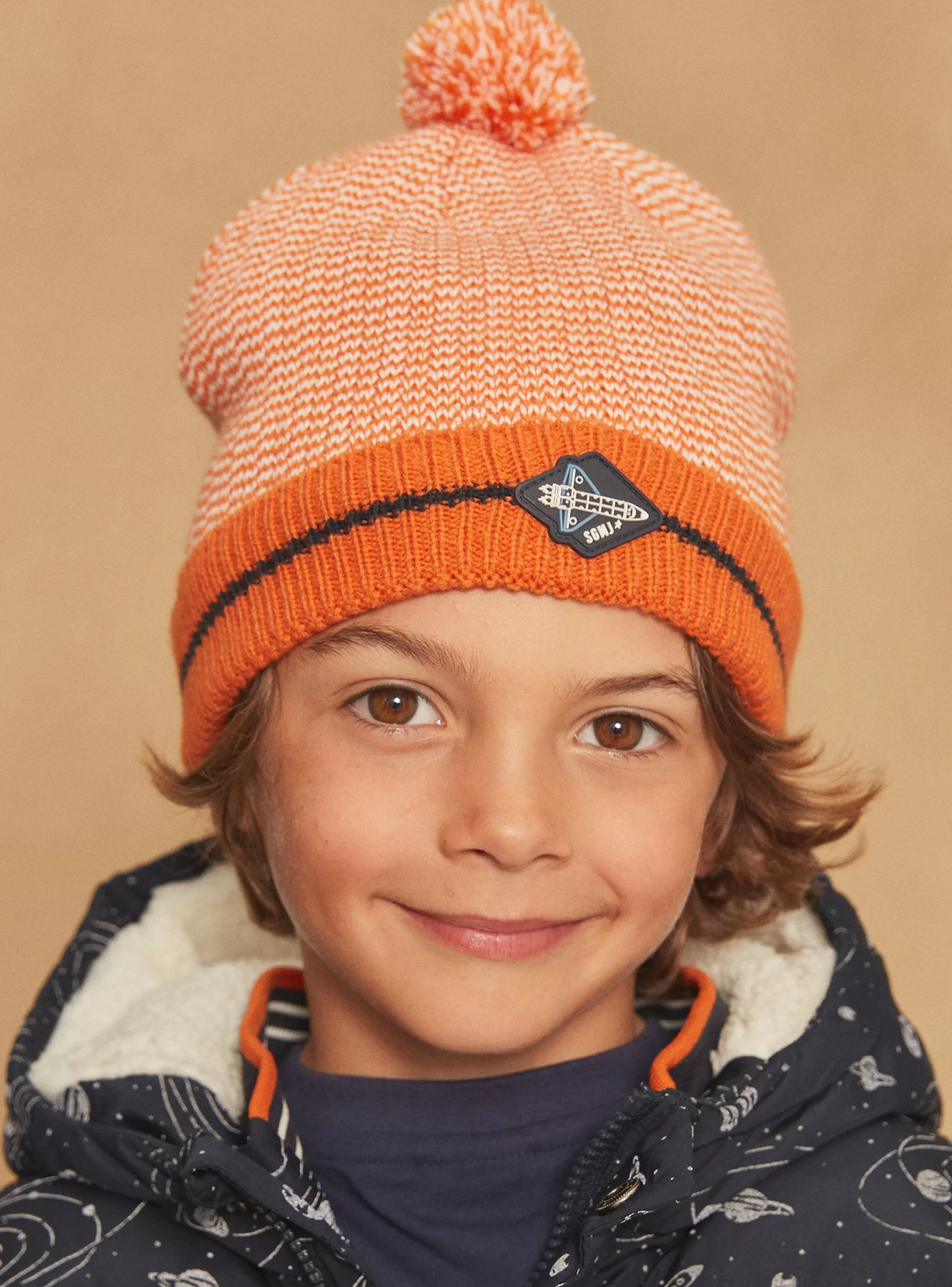 Cheap Sergent Major Bonnet à pompon orange en tricot