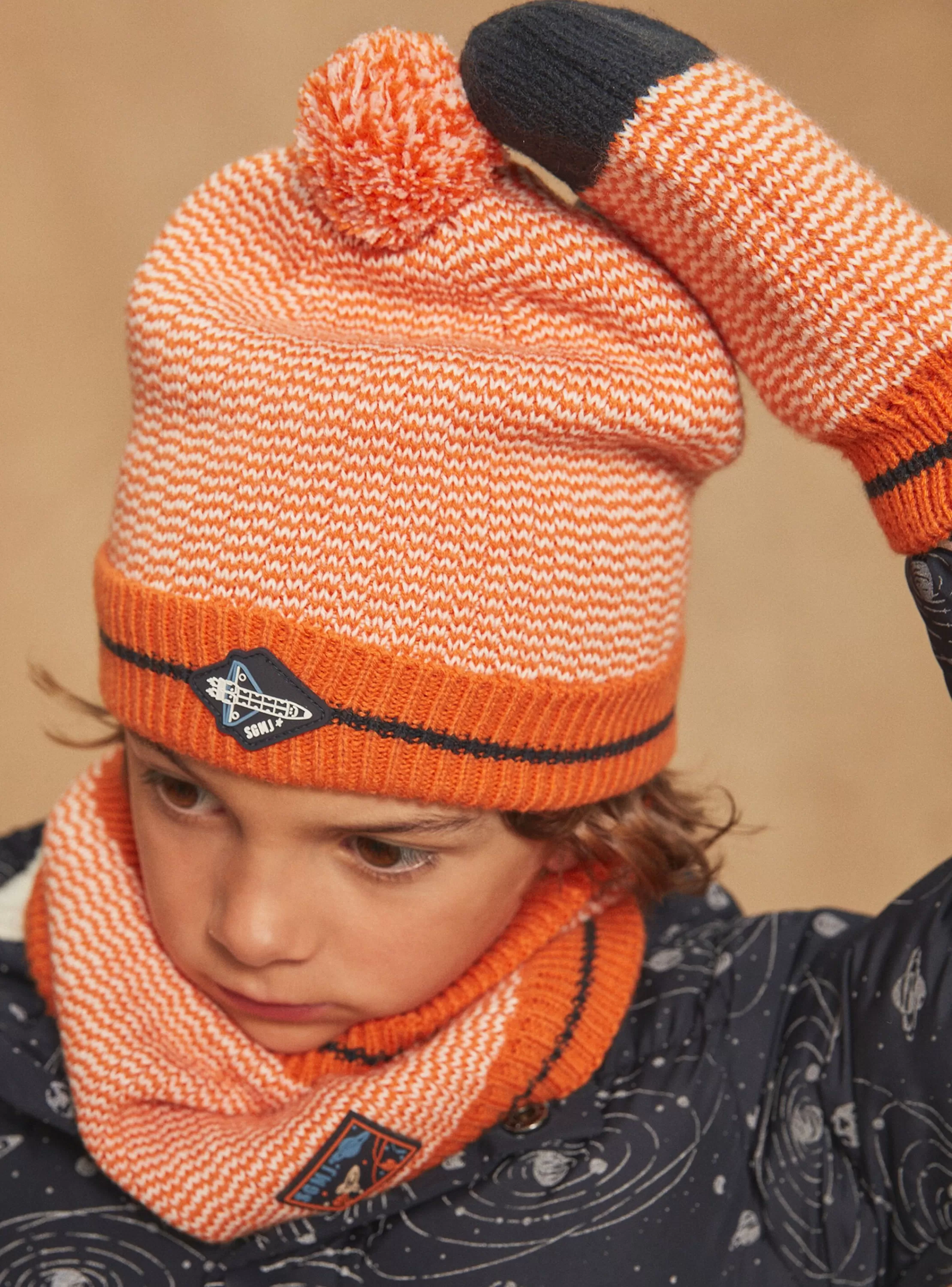 Cheap Sergent Major Bonnet à pompon orange en tricot