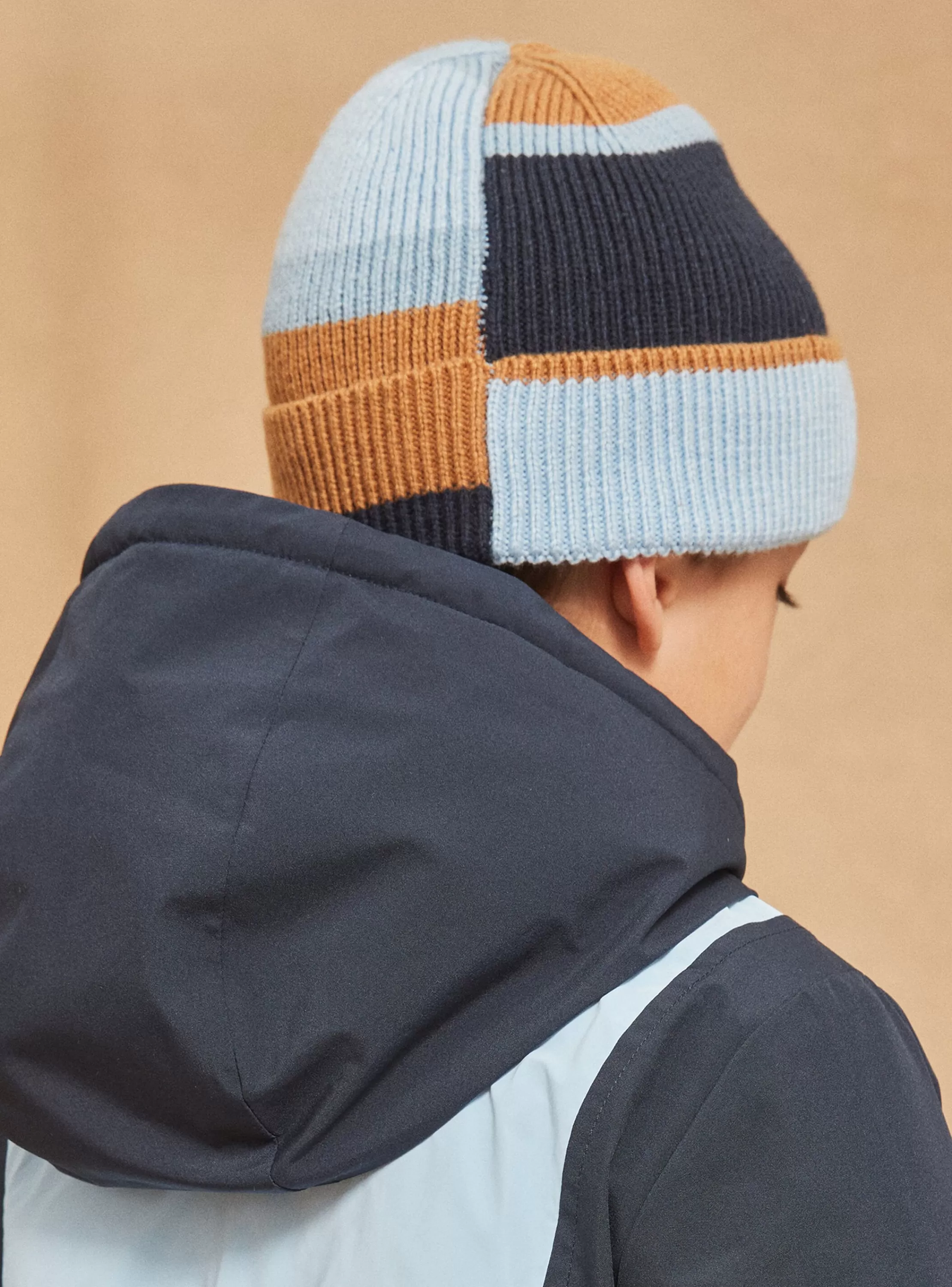 Discount Sergent Major Bonnet bleu et noisette en tricot