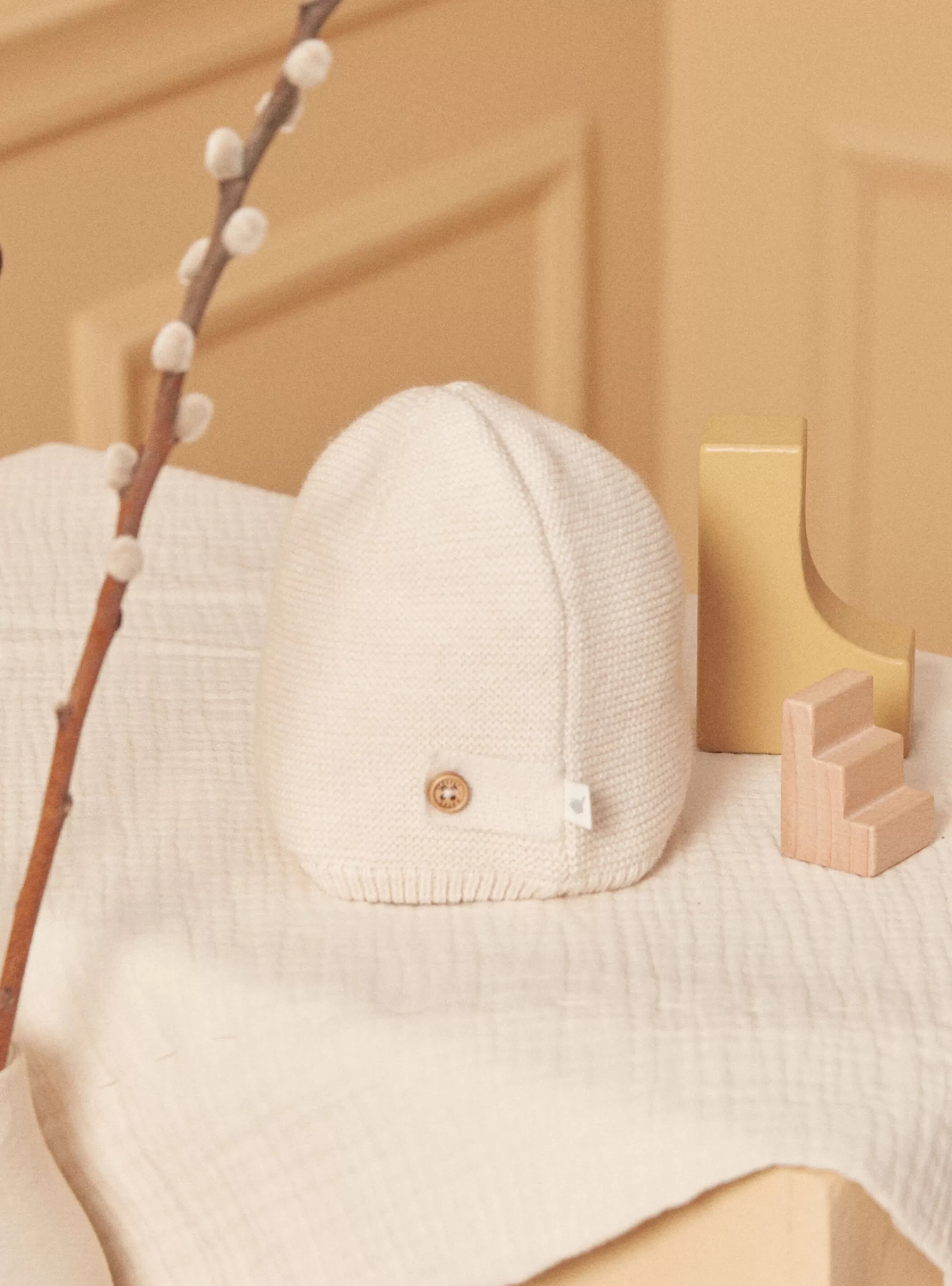 Flash Sale Sergent Major Bonnet de naissance écru chiné en laine et coton
