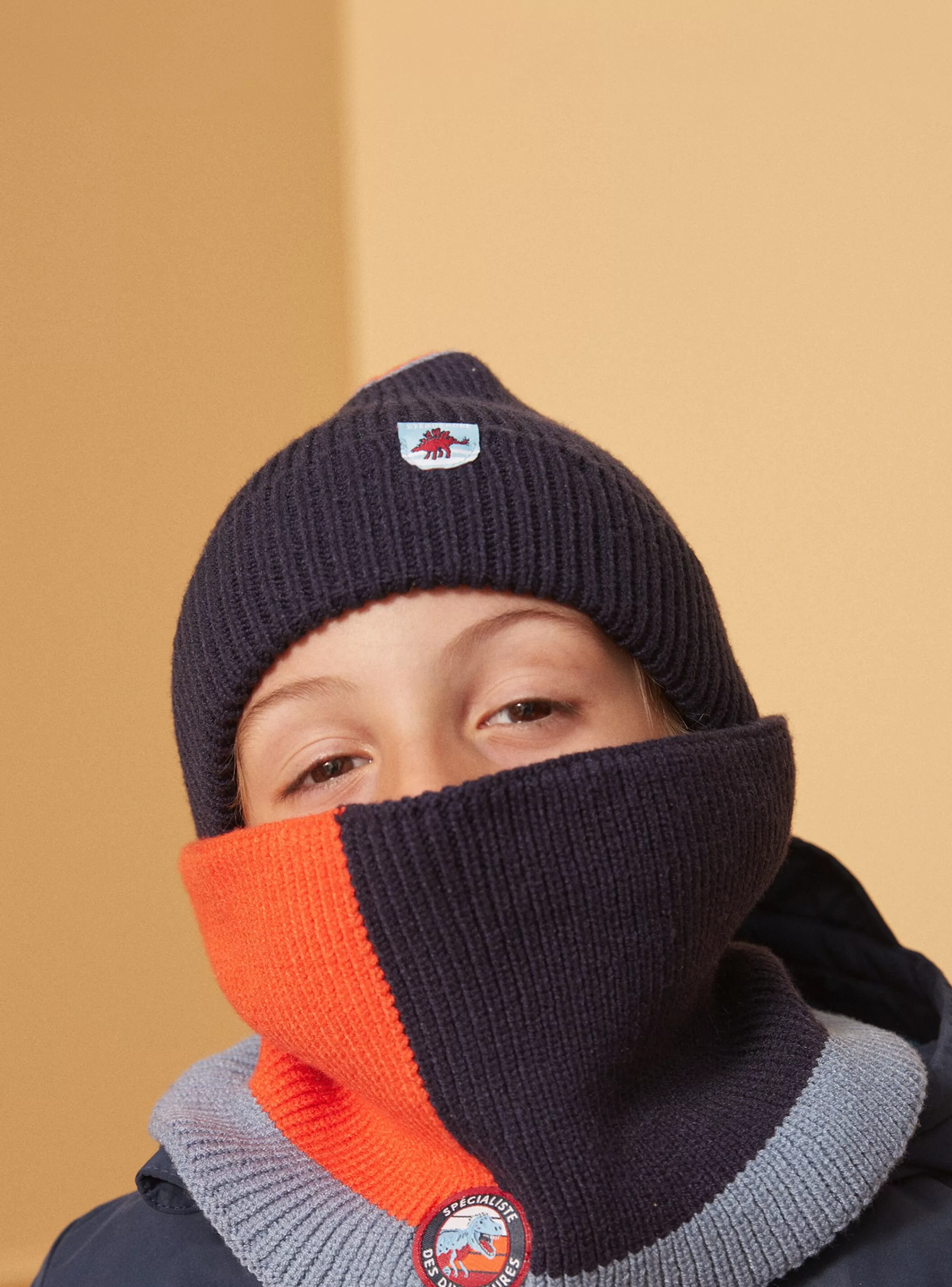 Online Sergent Major Bonnet maille côtelé bicolore