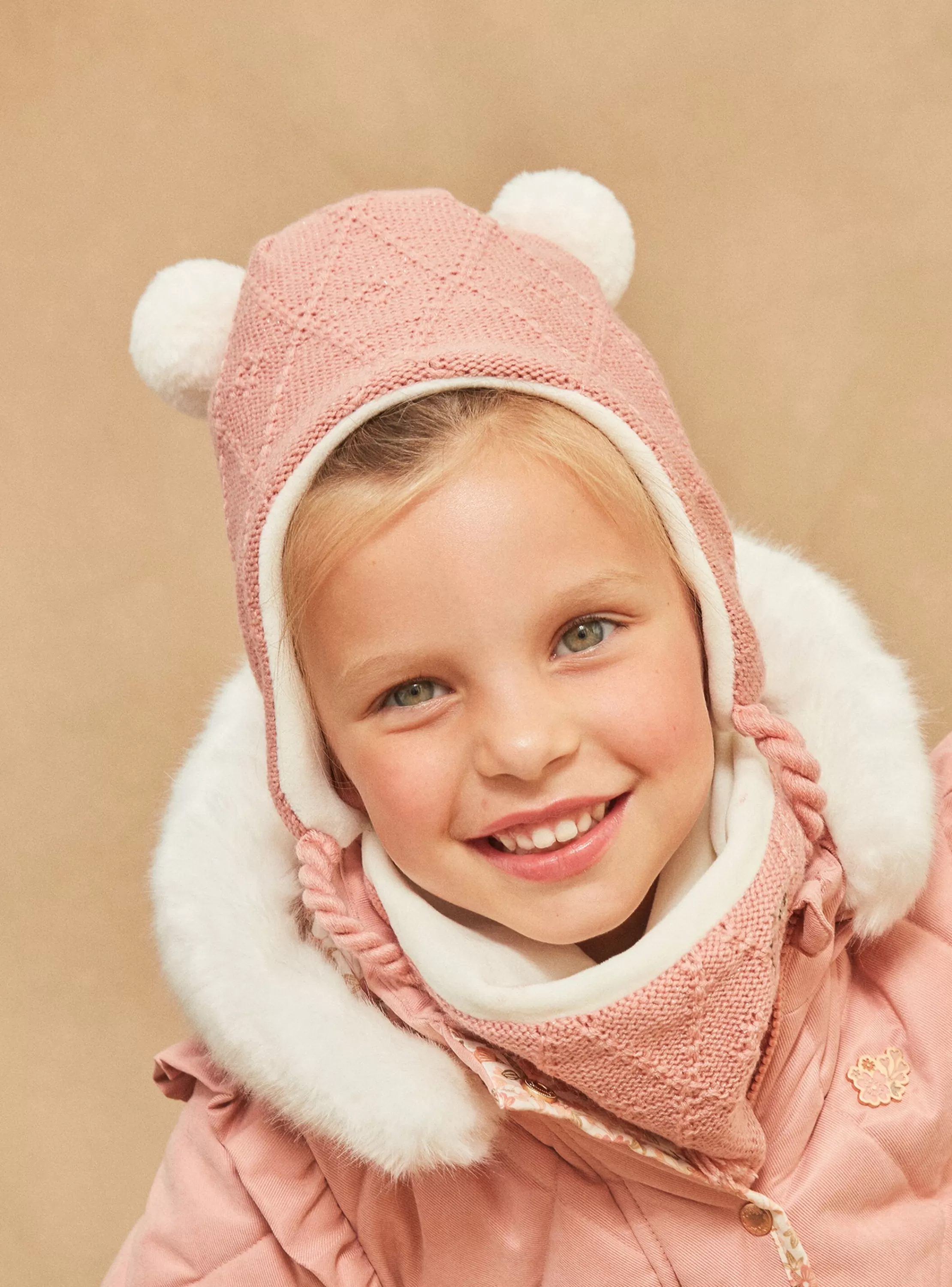 Fashion Sergent Major Bonnet rose en tricot torsadé
