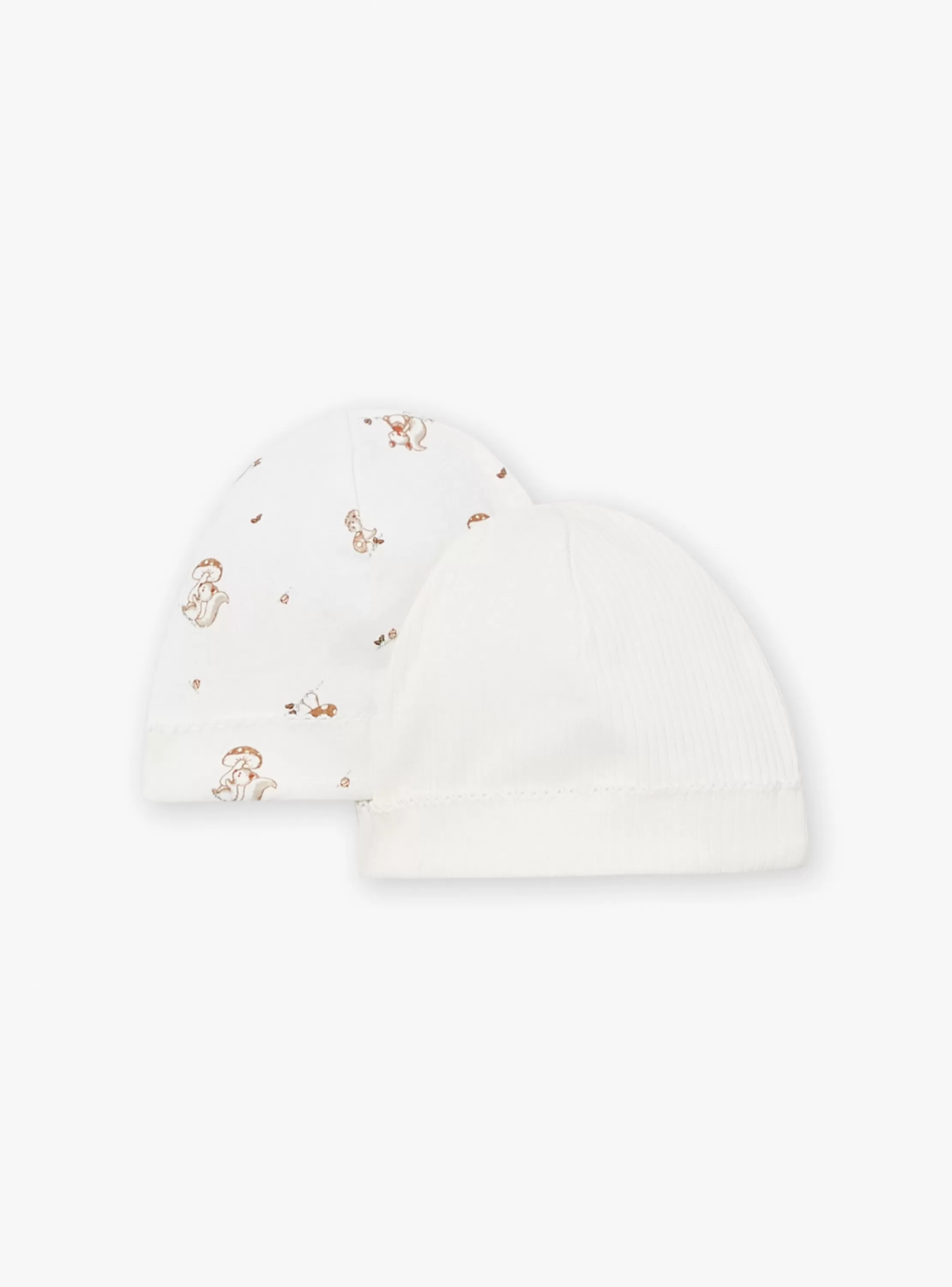 Online Sergent Major 2 bonnets de naissance écrus en coton