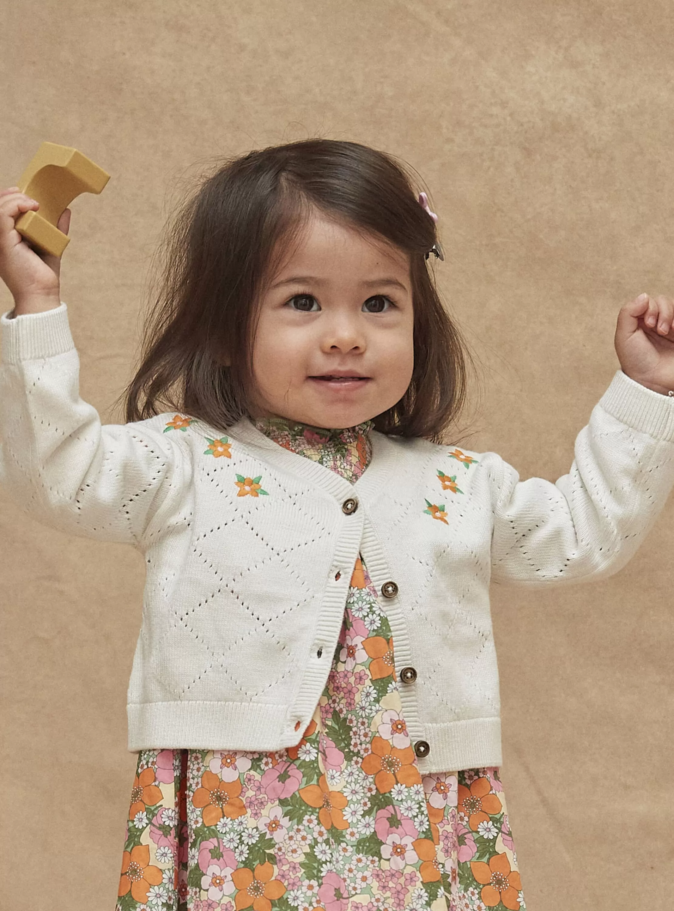 Store Sergent Major Cardigan ajouré avec broderies