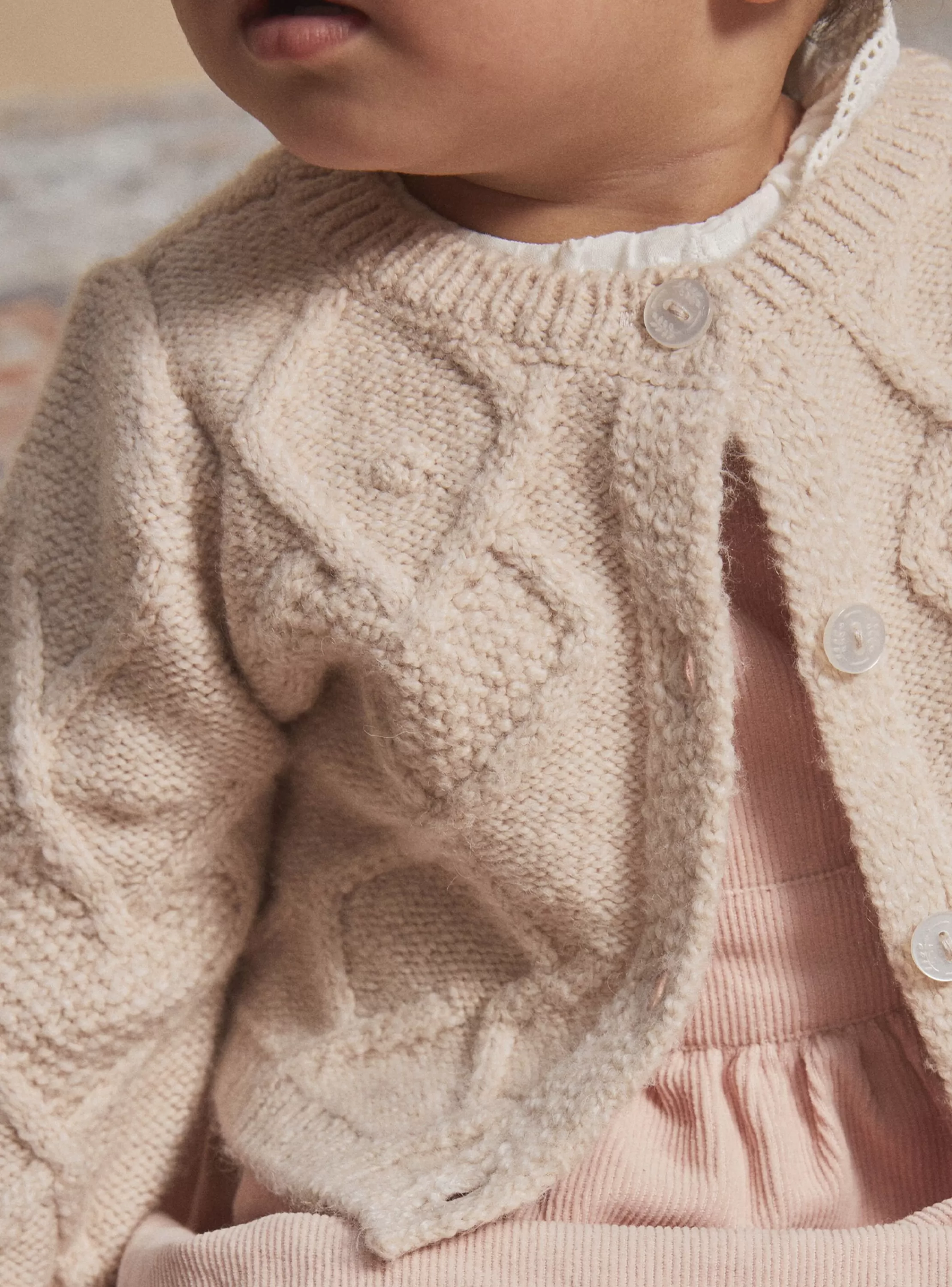 Hot Sergent Major Cardigan beige en tricot torsadé