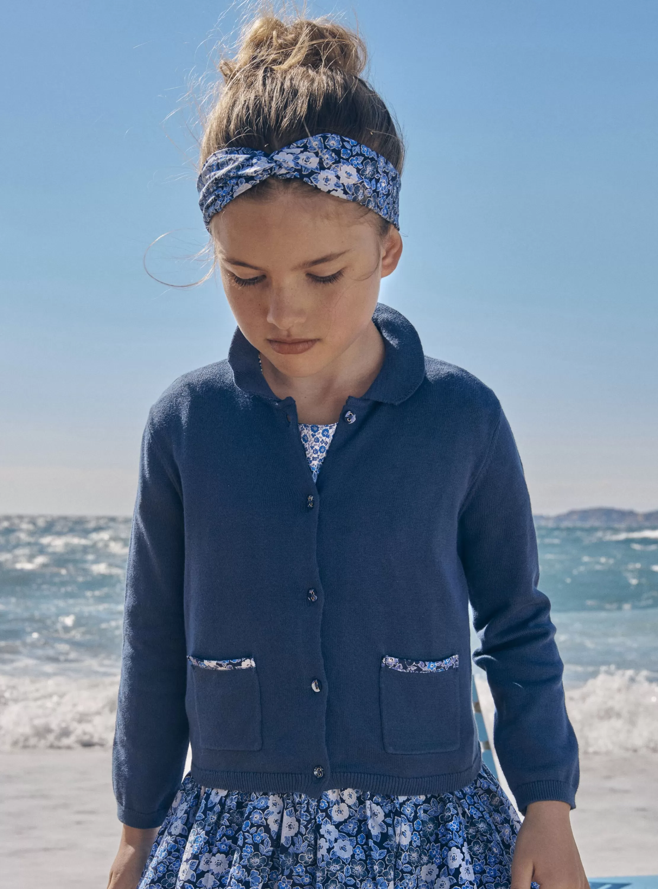 Hot Sergent Major Cardigan bleu en maille jersey