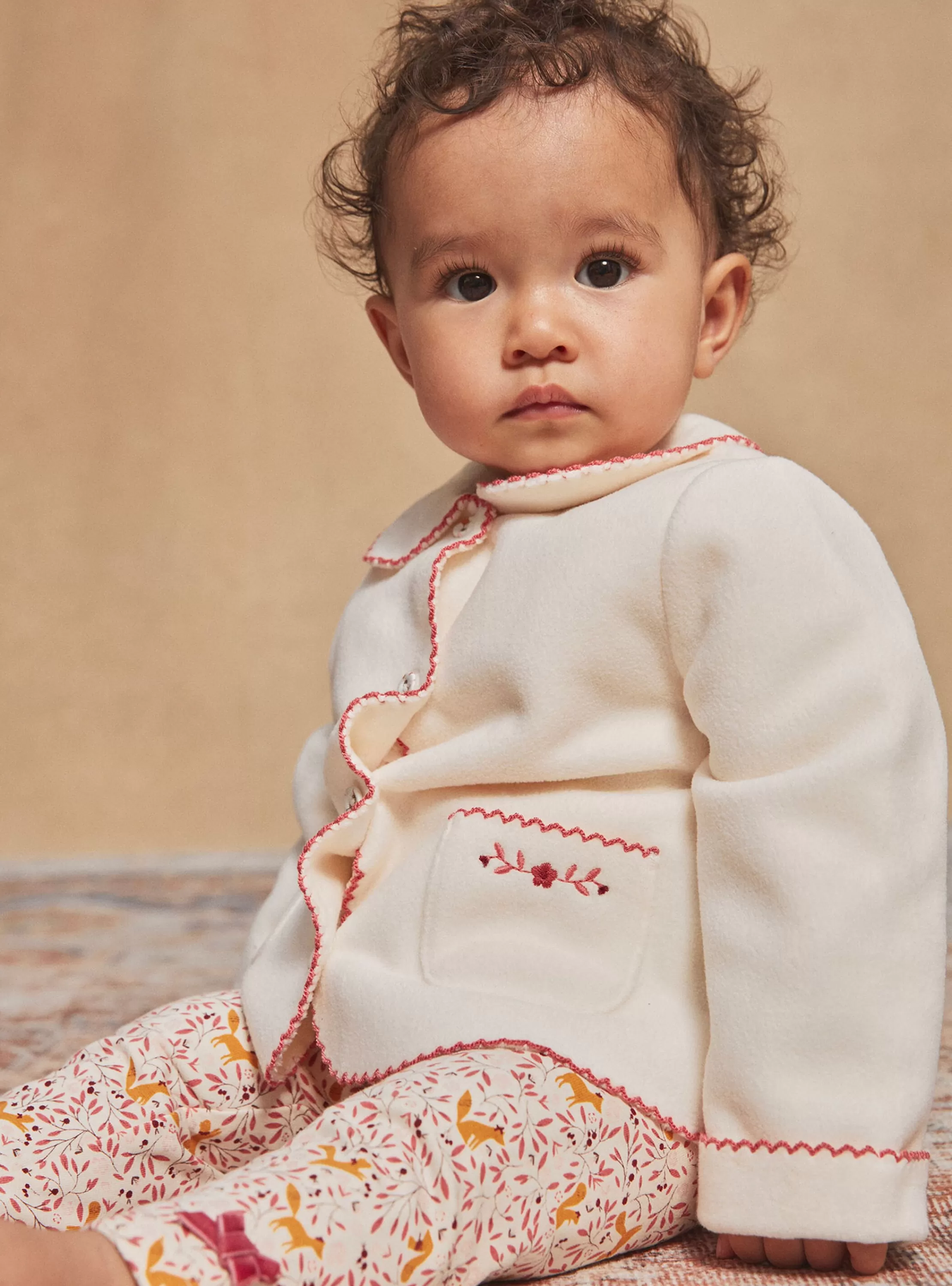 Fashion Sergent Major Cardigan écru en polaire