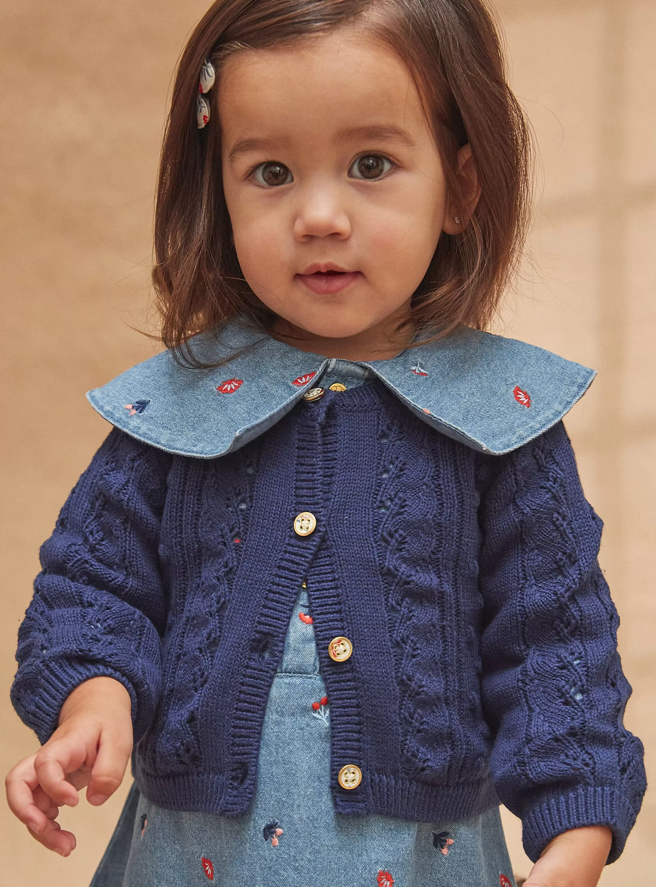 New Sergent Major Cardigan en maille ajouré bébé fille