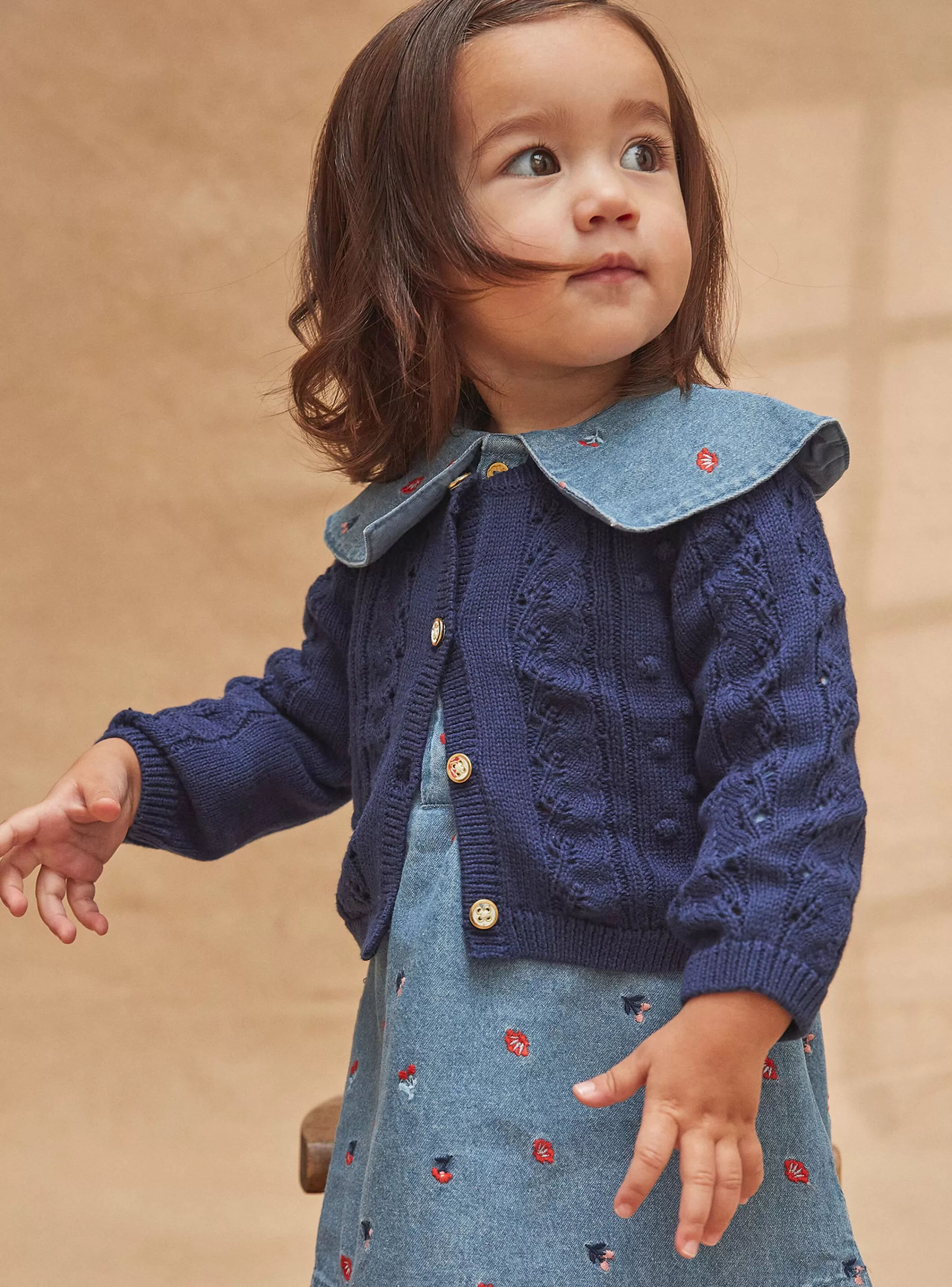 New Sergent Major Cardigan en maille ajouré bébé fille