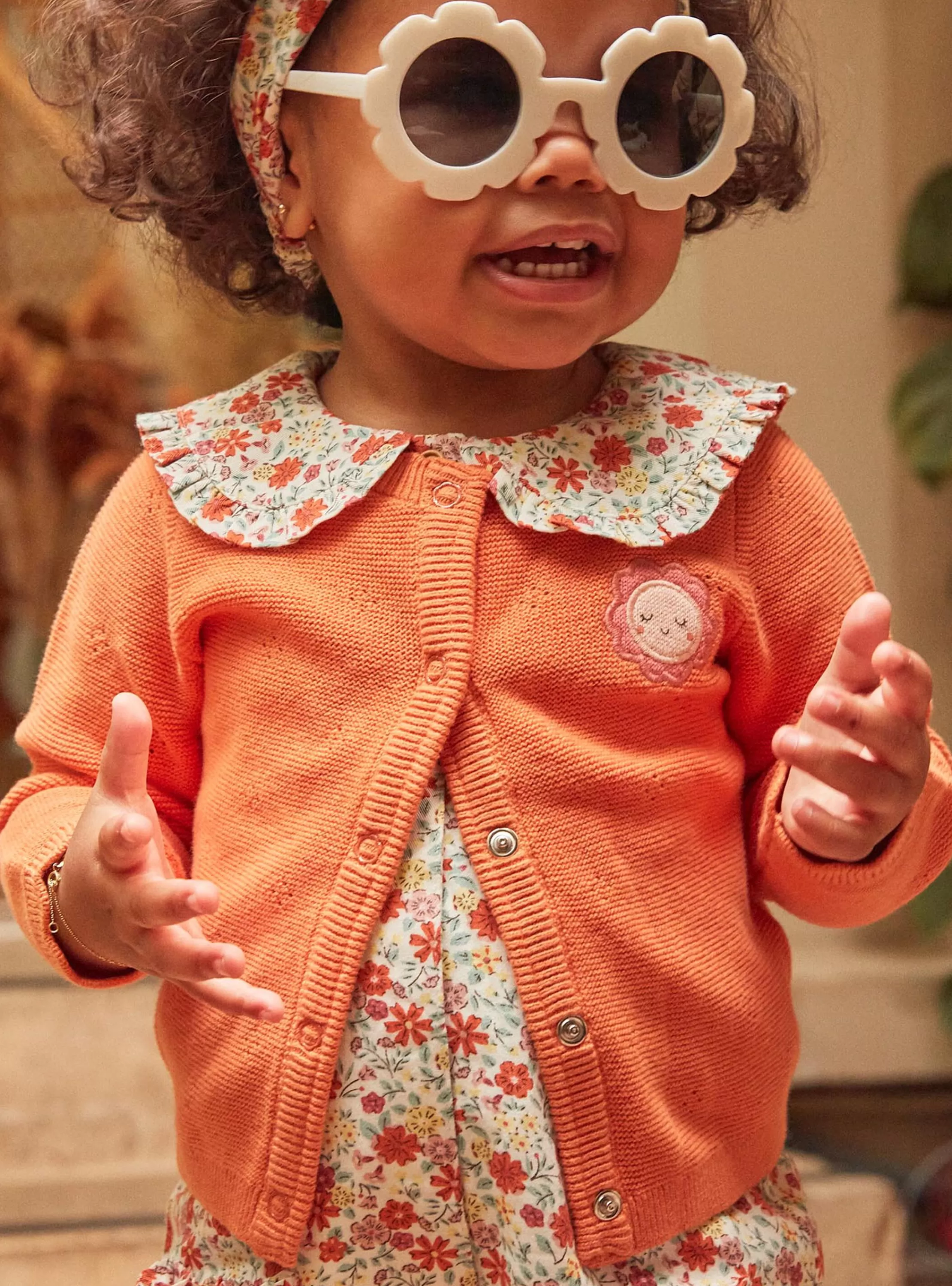 Shop Sergent Major Cardigan orange à manches longues
