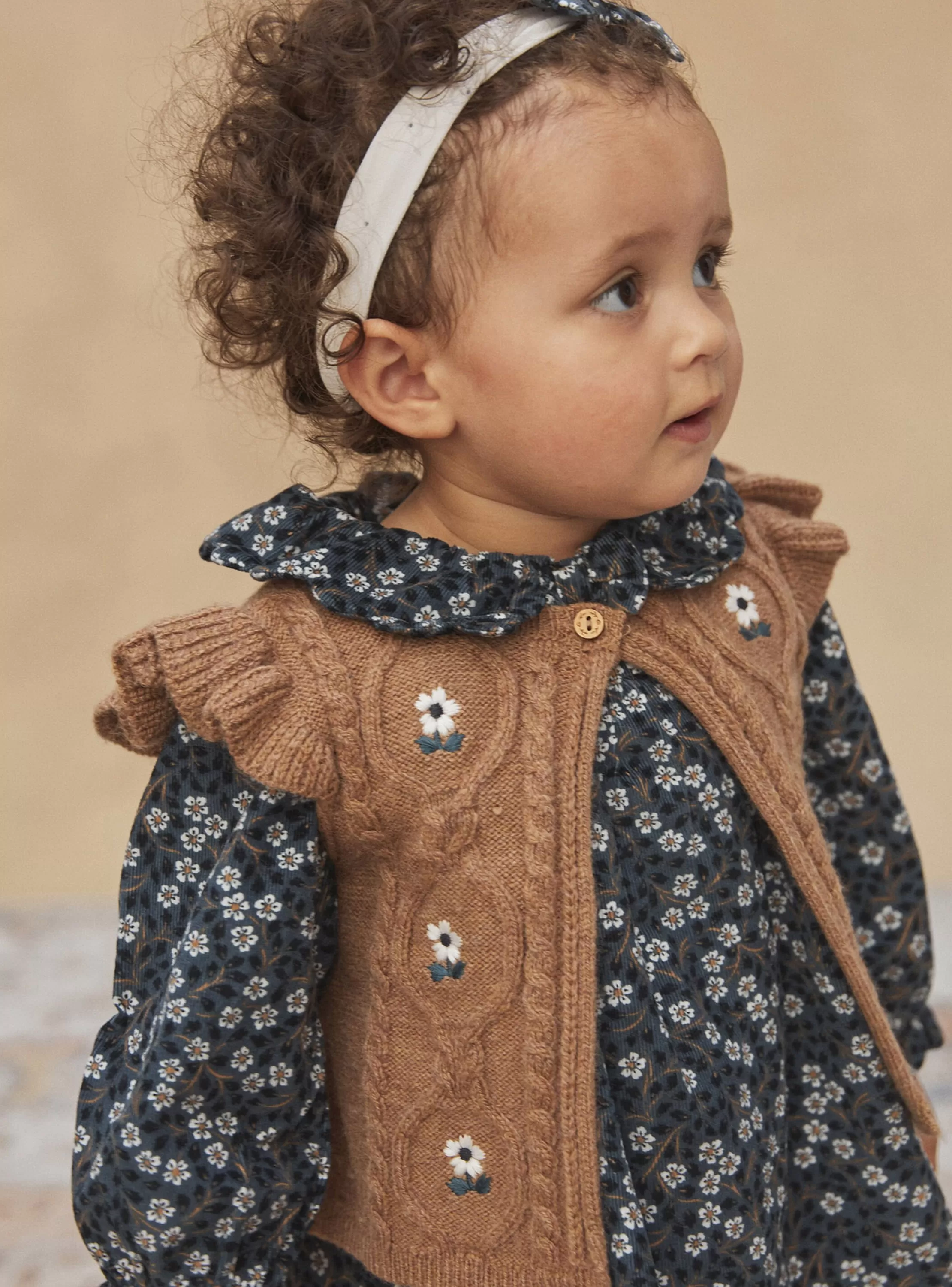 Hot Sergent Major Cardigan sans manches Marron chiné