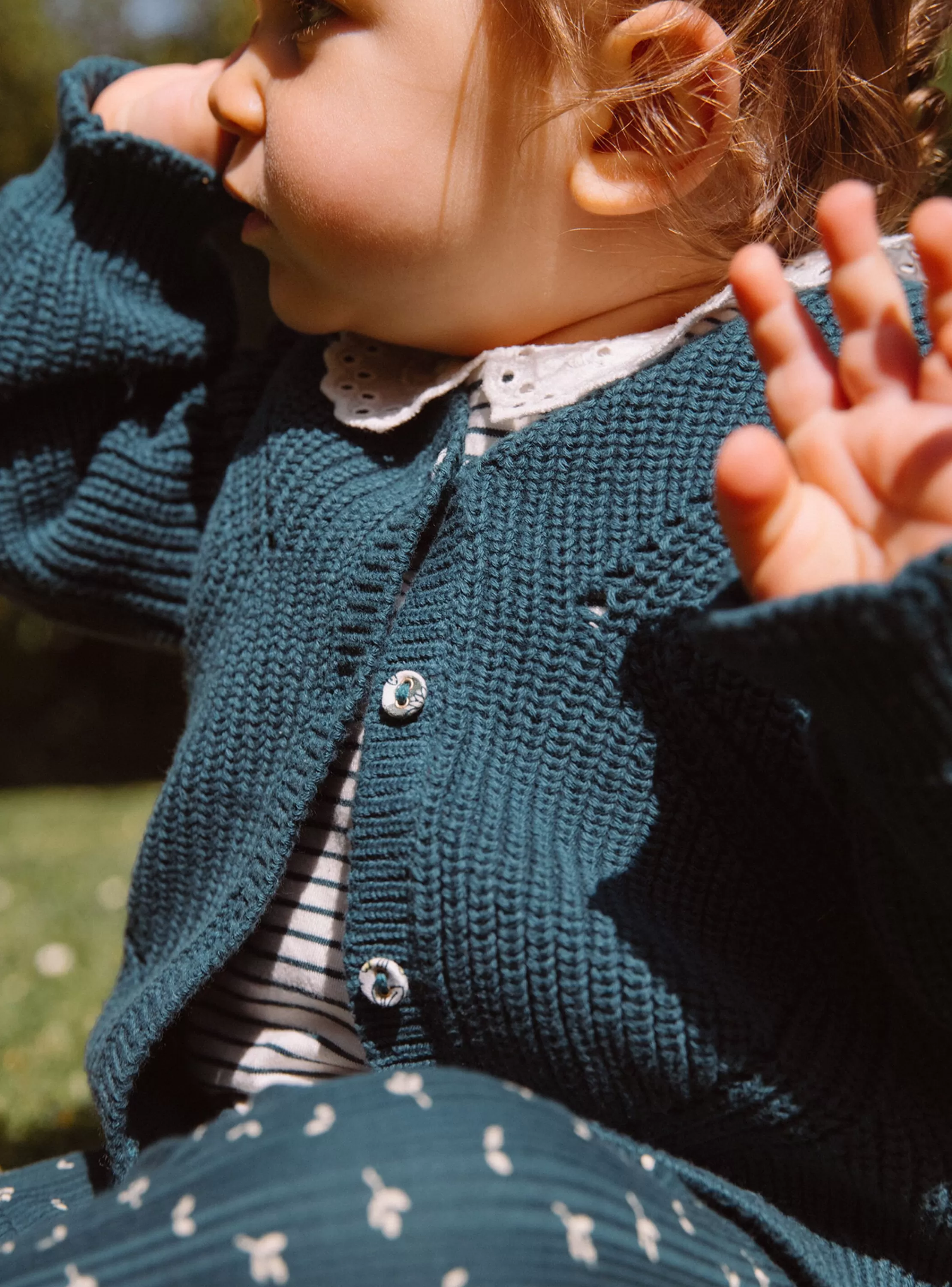 Clearance Sergent Major Cardigan vert émeraude en tricot fantaisie
