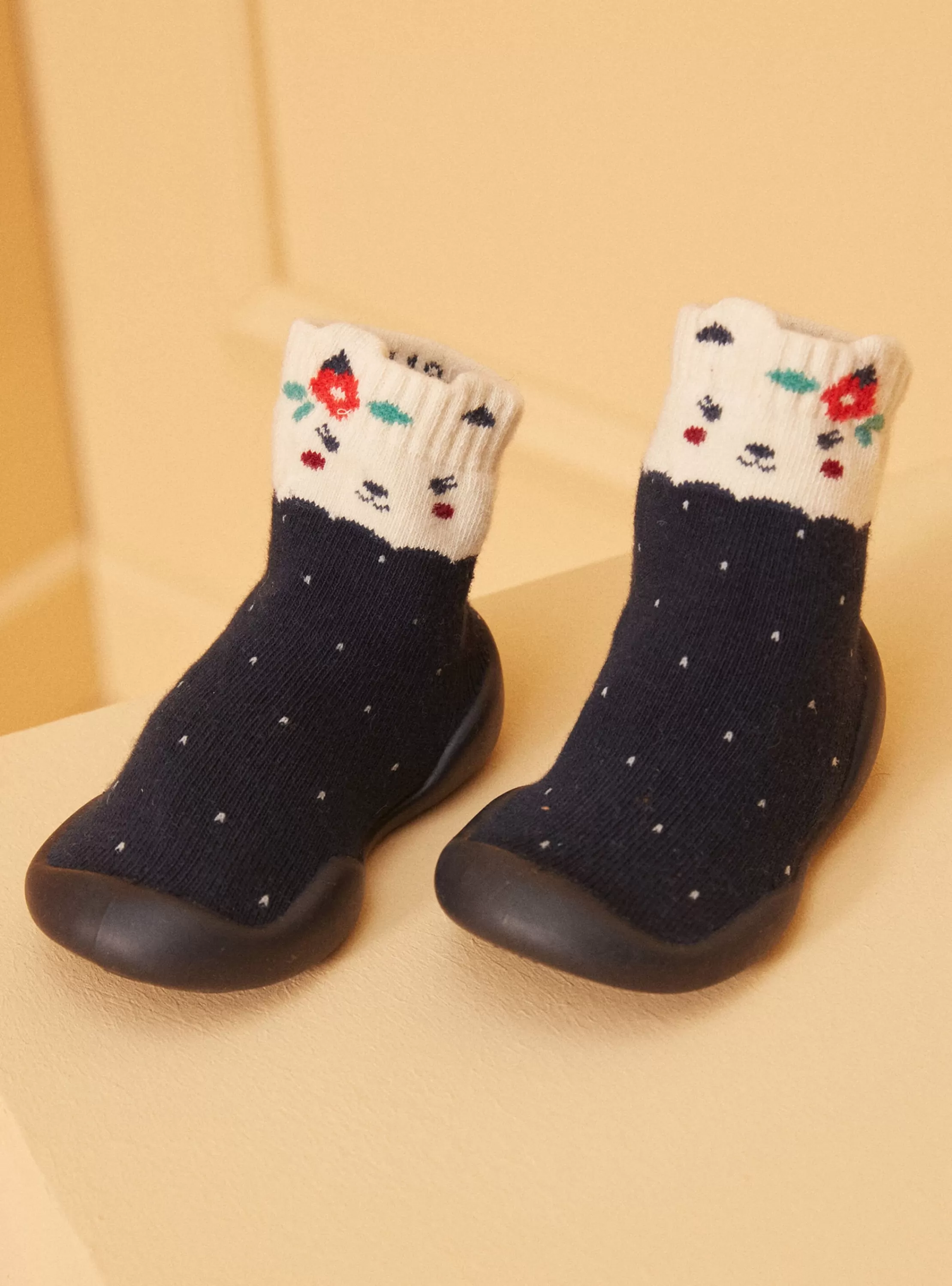 Flash Sale Sergent Major chaussette à pois écrus sur fond marine