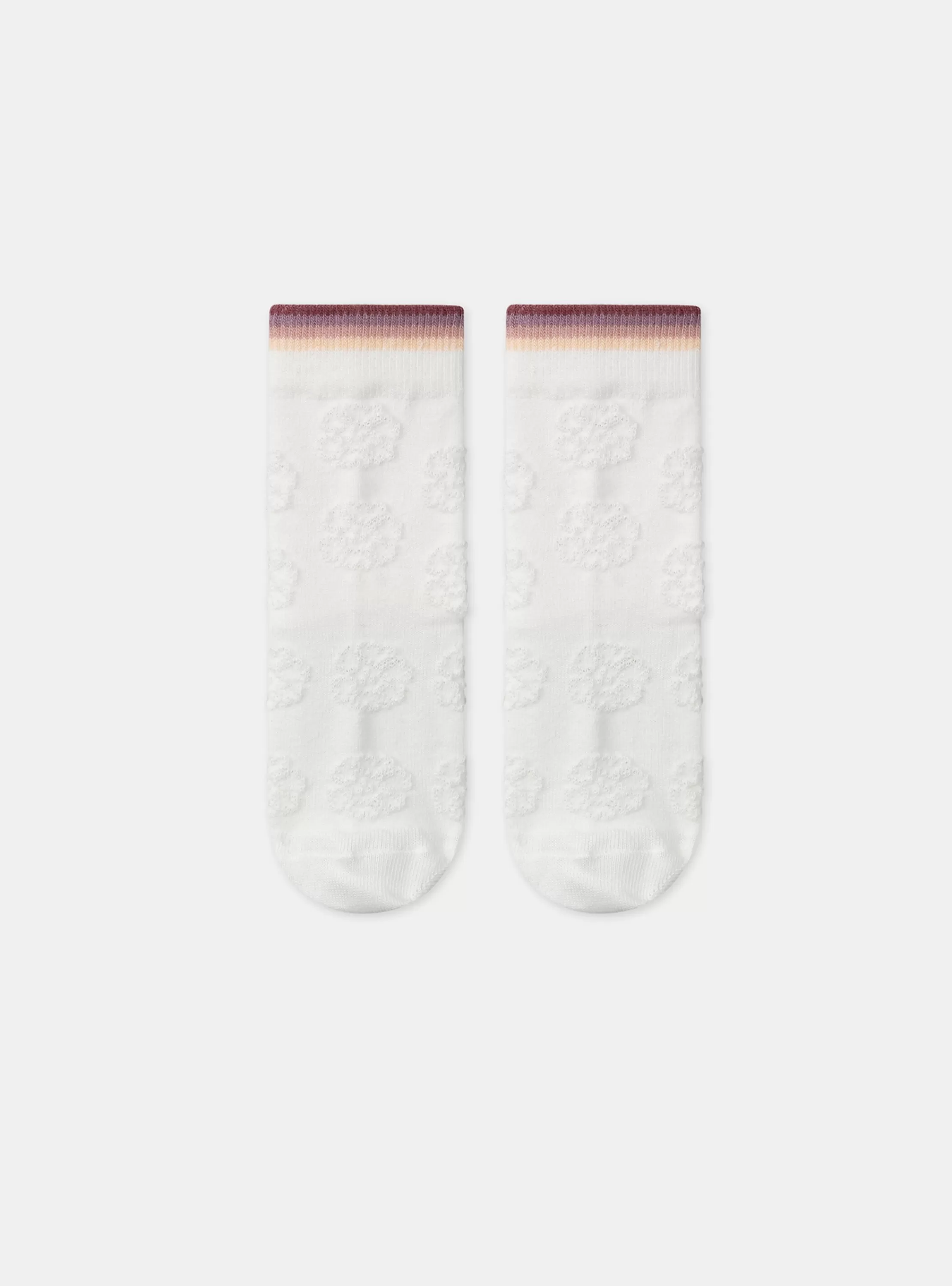 Best Sergent Major Chaussettes écrues jacquard fleur uni