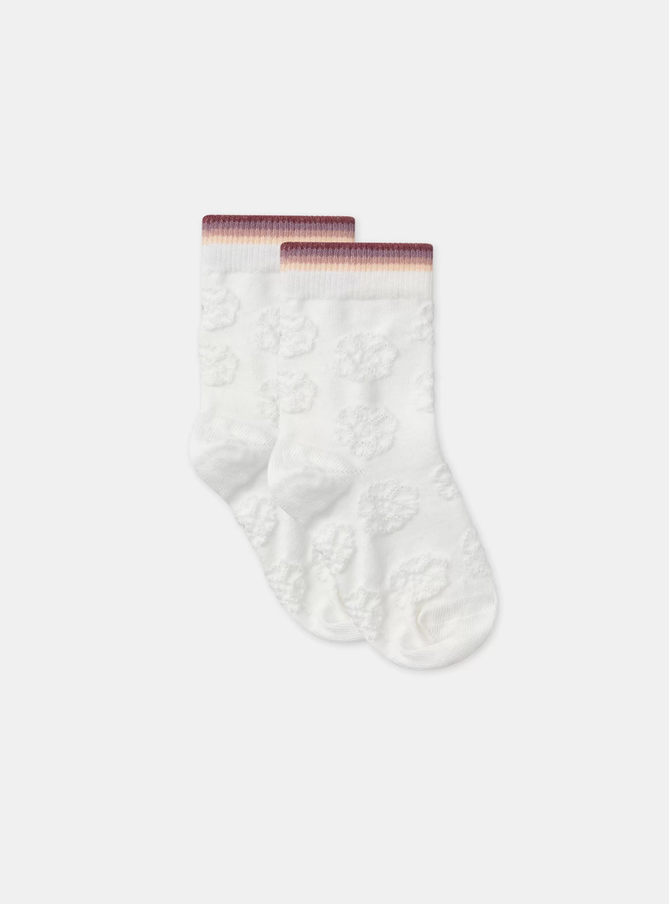 Best Sergent Major Chaussettes écrues jacquard fleur uni