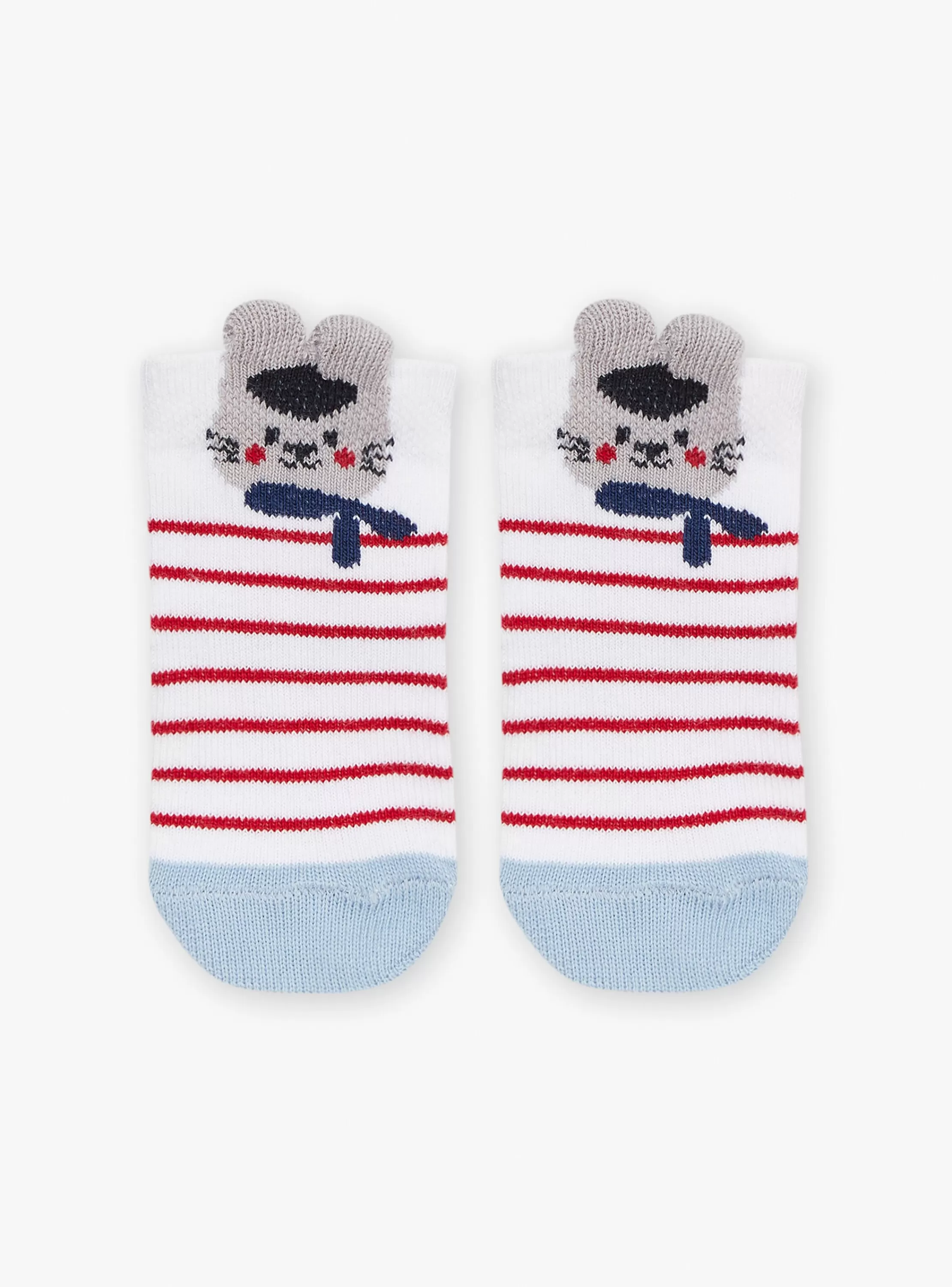 Online Sergent Major Chaussettes écrues, rouges et bleues en jacquard rayé