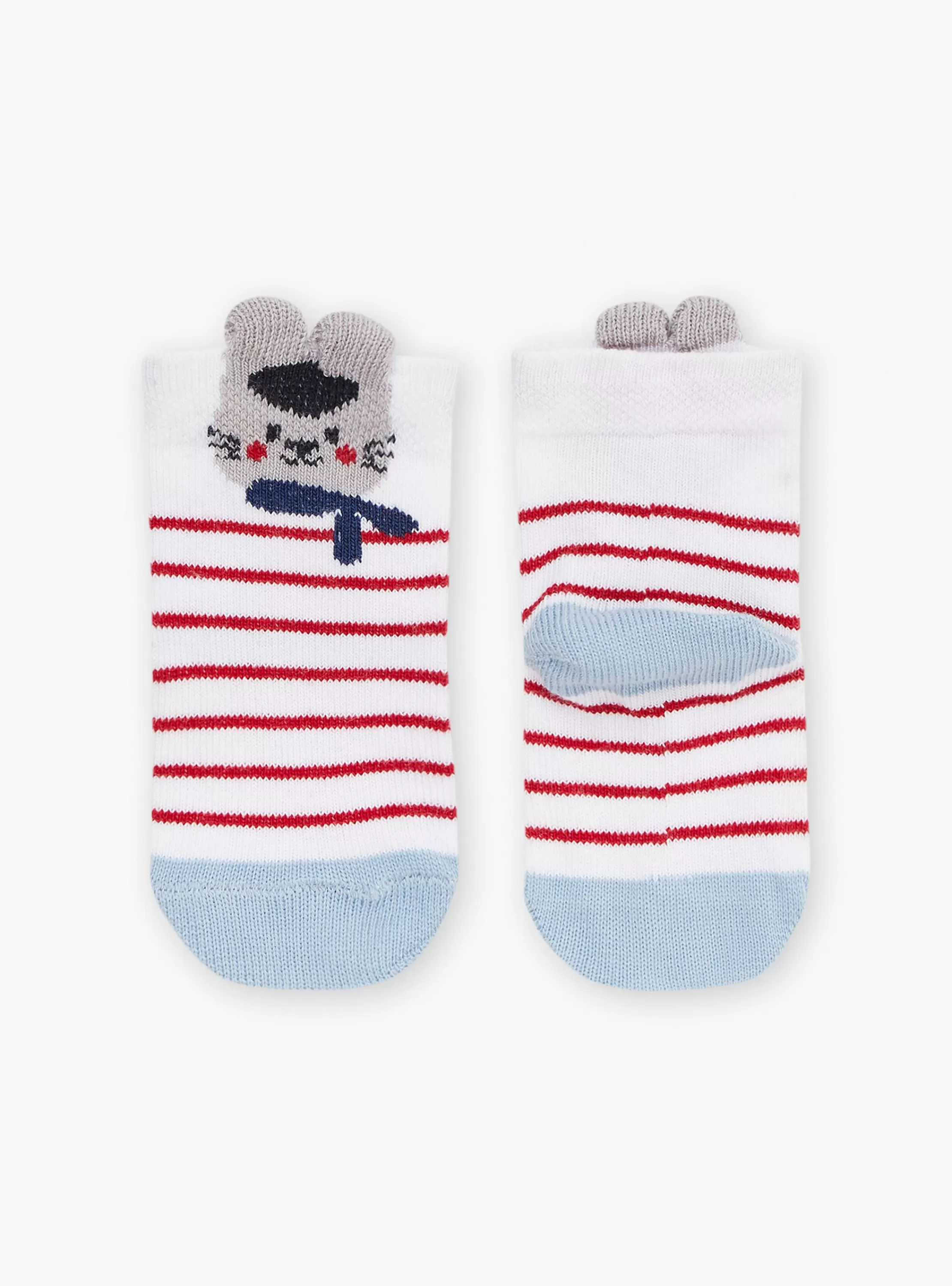 Online Sergent Major Chaussettes écrues, rouges et bleues en jacquard rayé