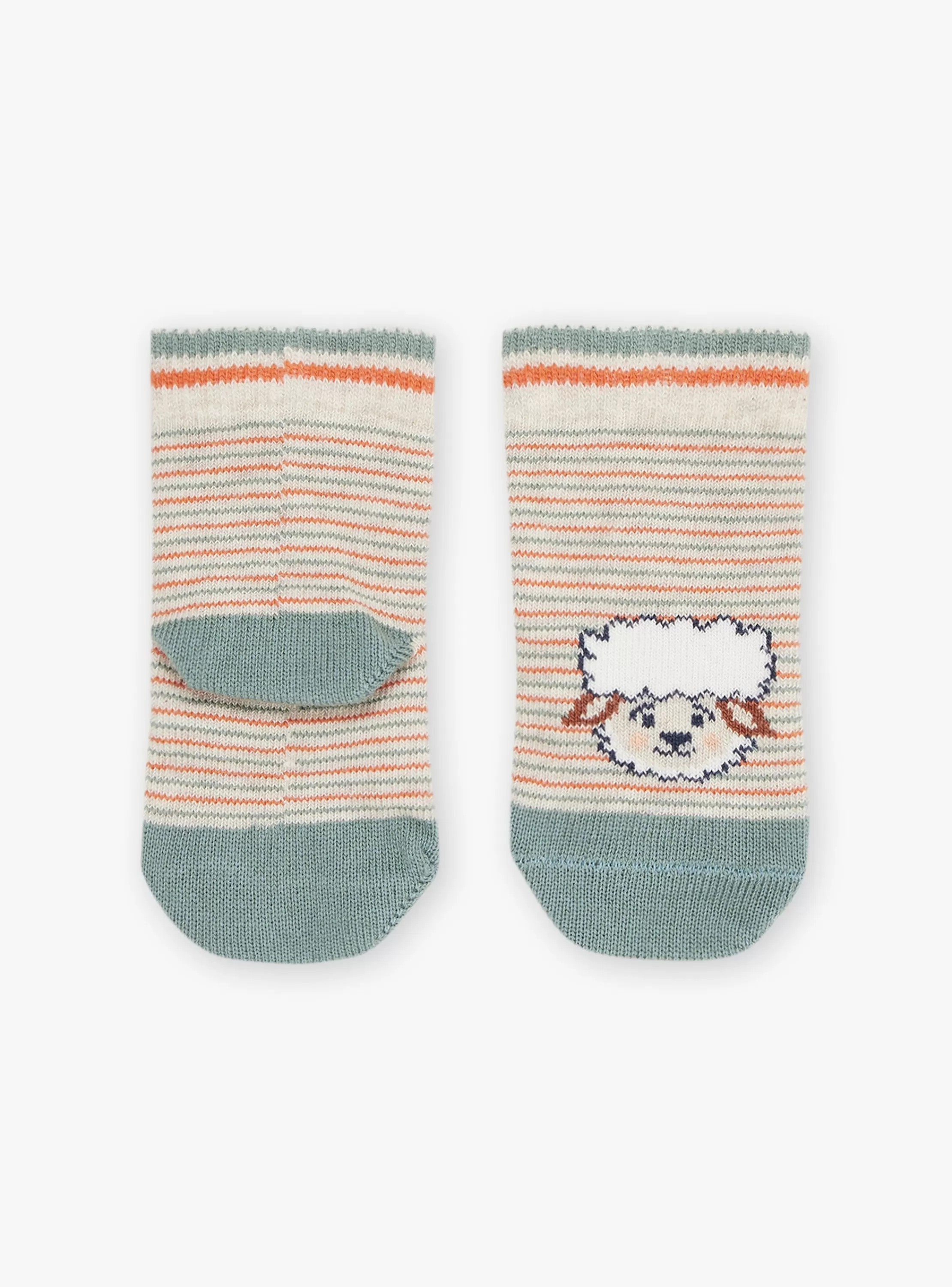 Hot Sergent Major Chaussettes rayées beige clair à motif mouton et renard