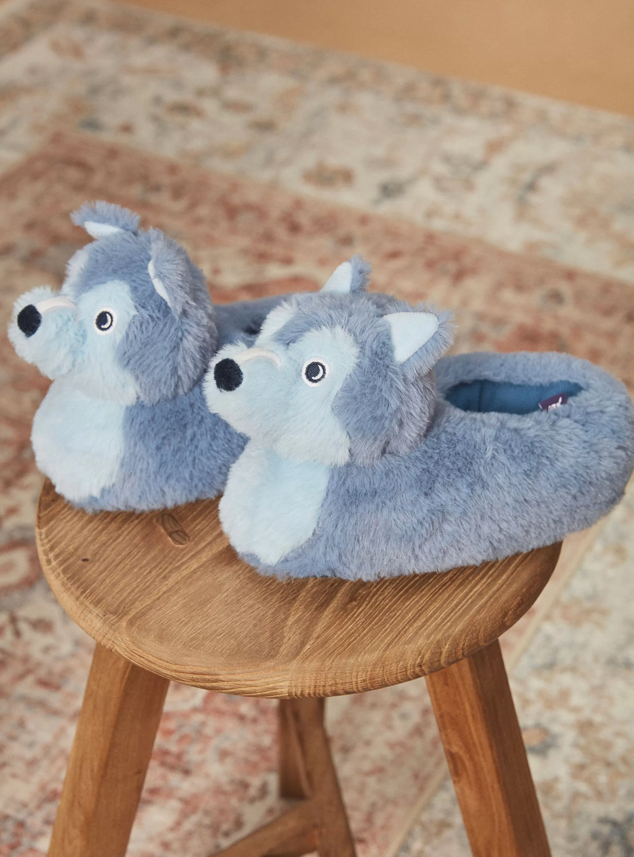 Discount Sergent Major Chaussons 3D bleus forme loup