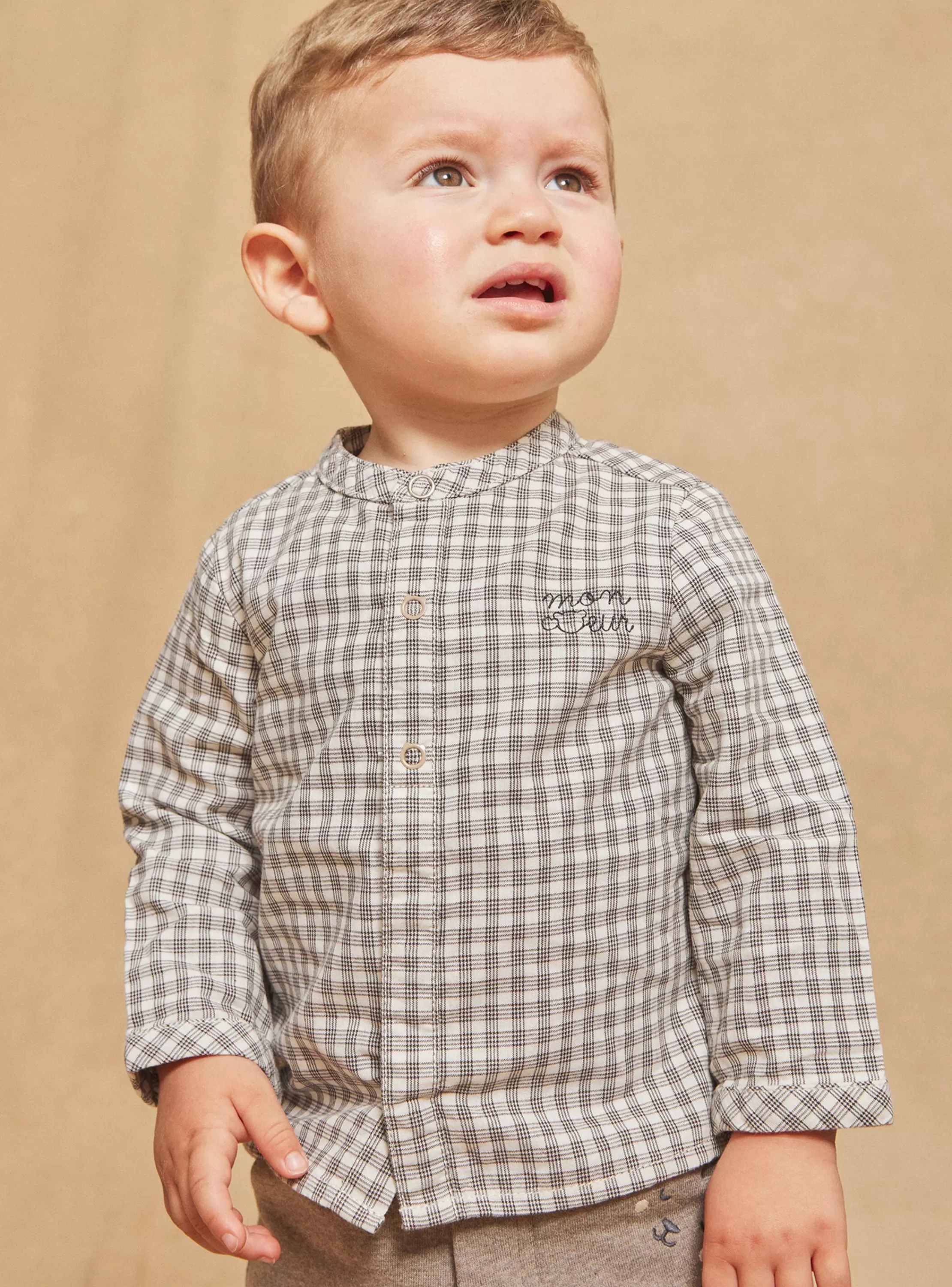 Shop Sergent Major Chemise blanche à imprimé à carreaux