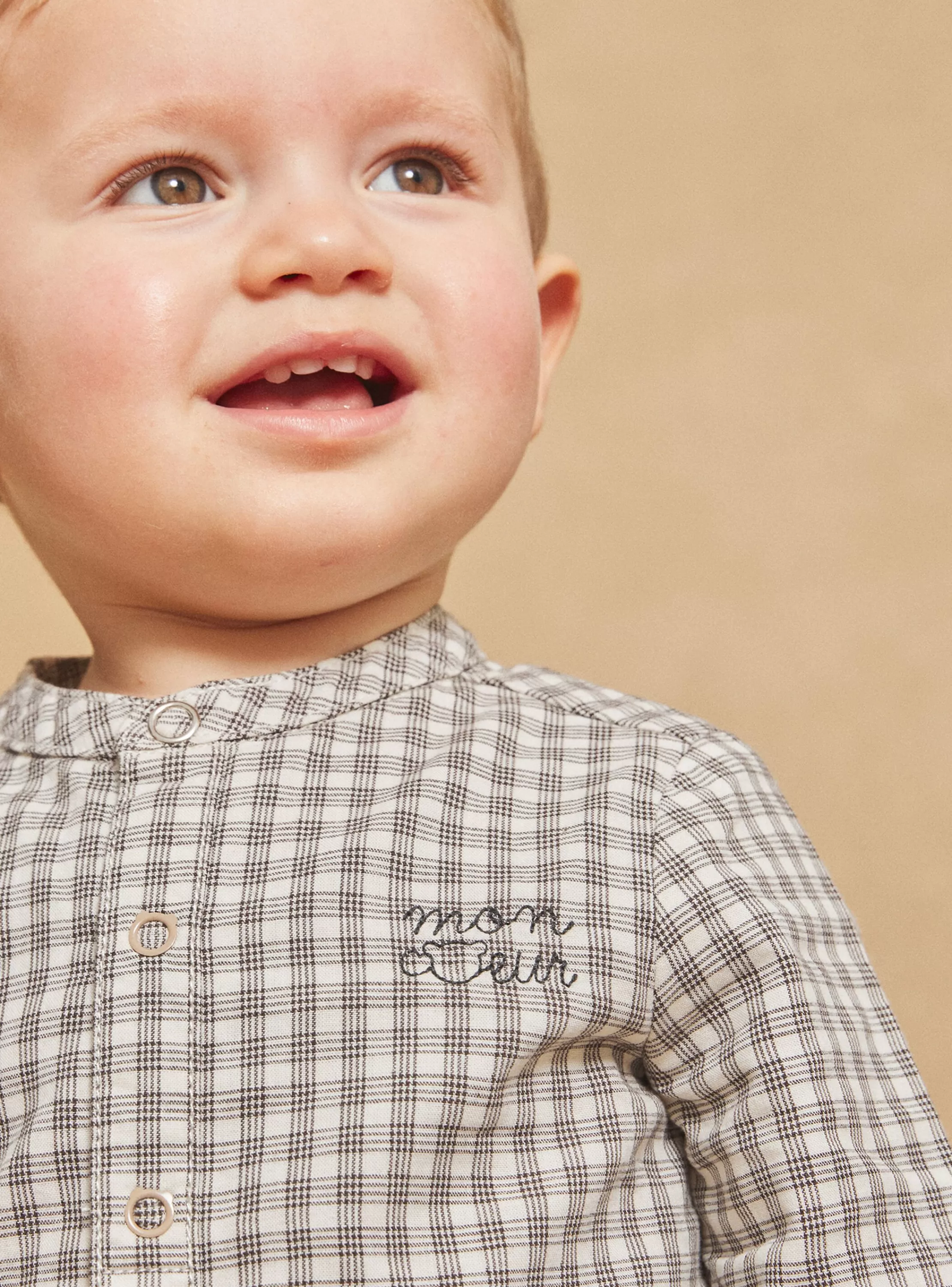 Shop Sergent Major Chemise blanche à imprimé à carreaux