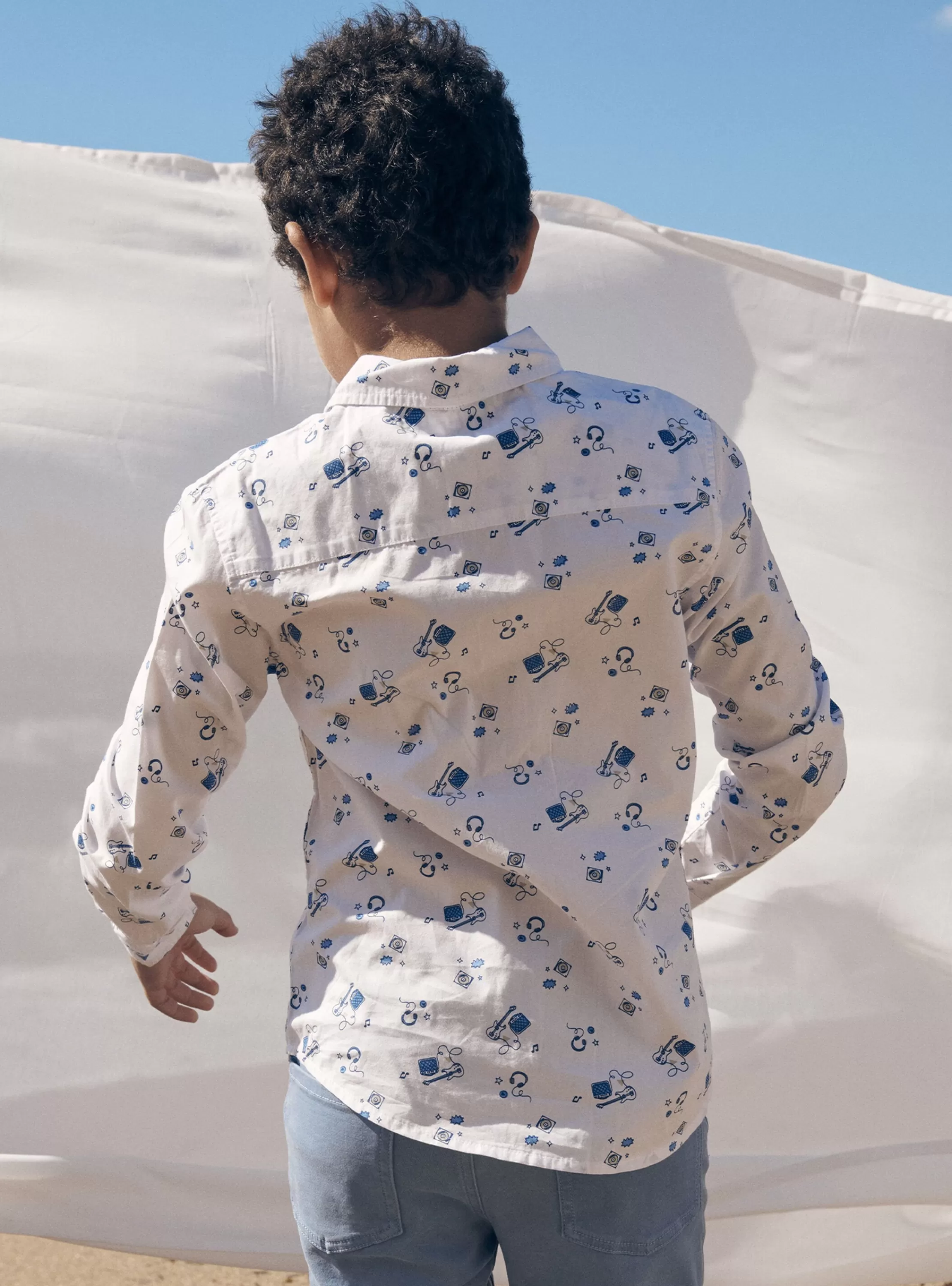 Cheap Sergent Major Chemise écrue à imprimé musical