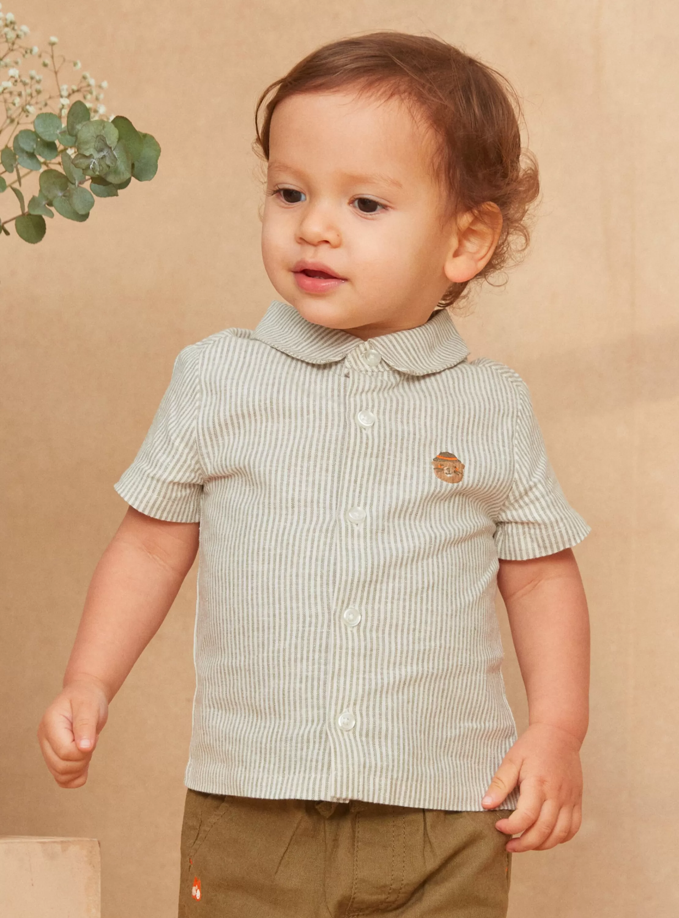 Discount Sergent Major Chemise écrue rayée