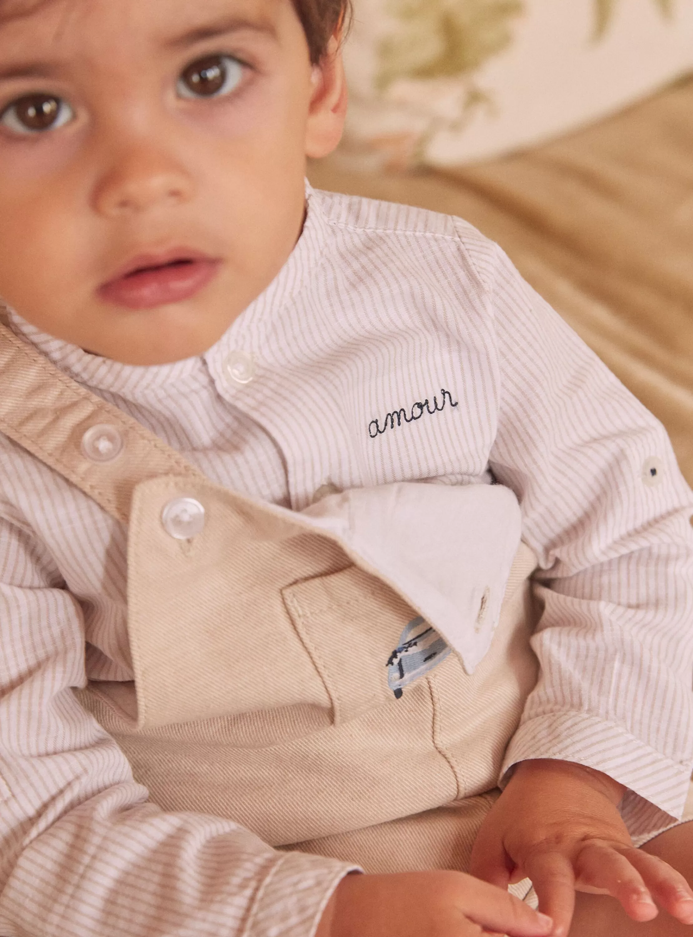 Sale Sergent Major Chemise rayée brodée