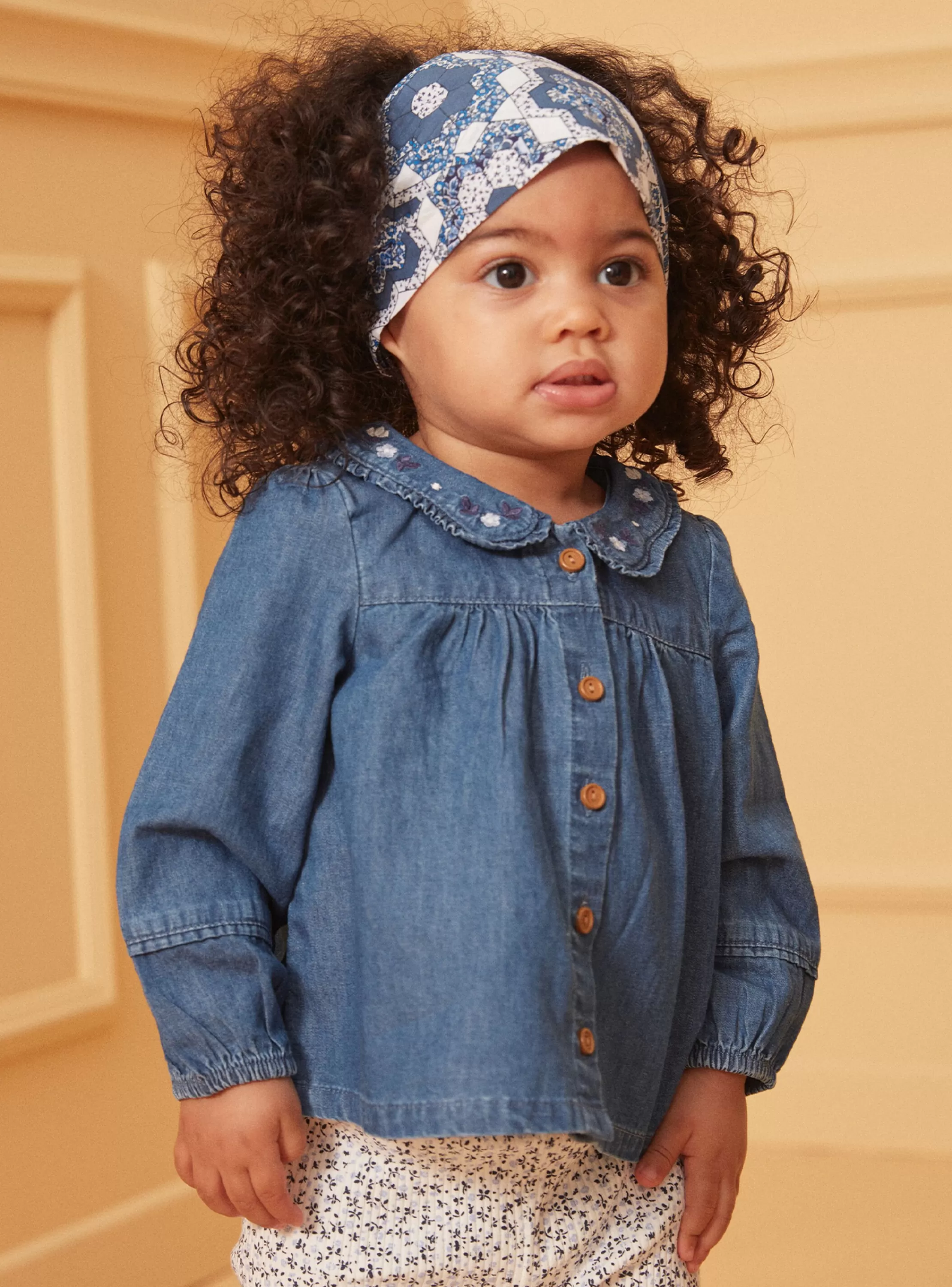 Clearance Sergent Major Chemisier en jean bleu à col volanté