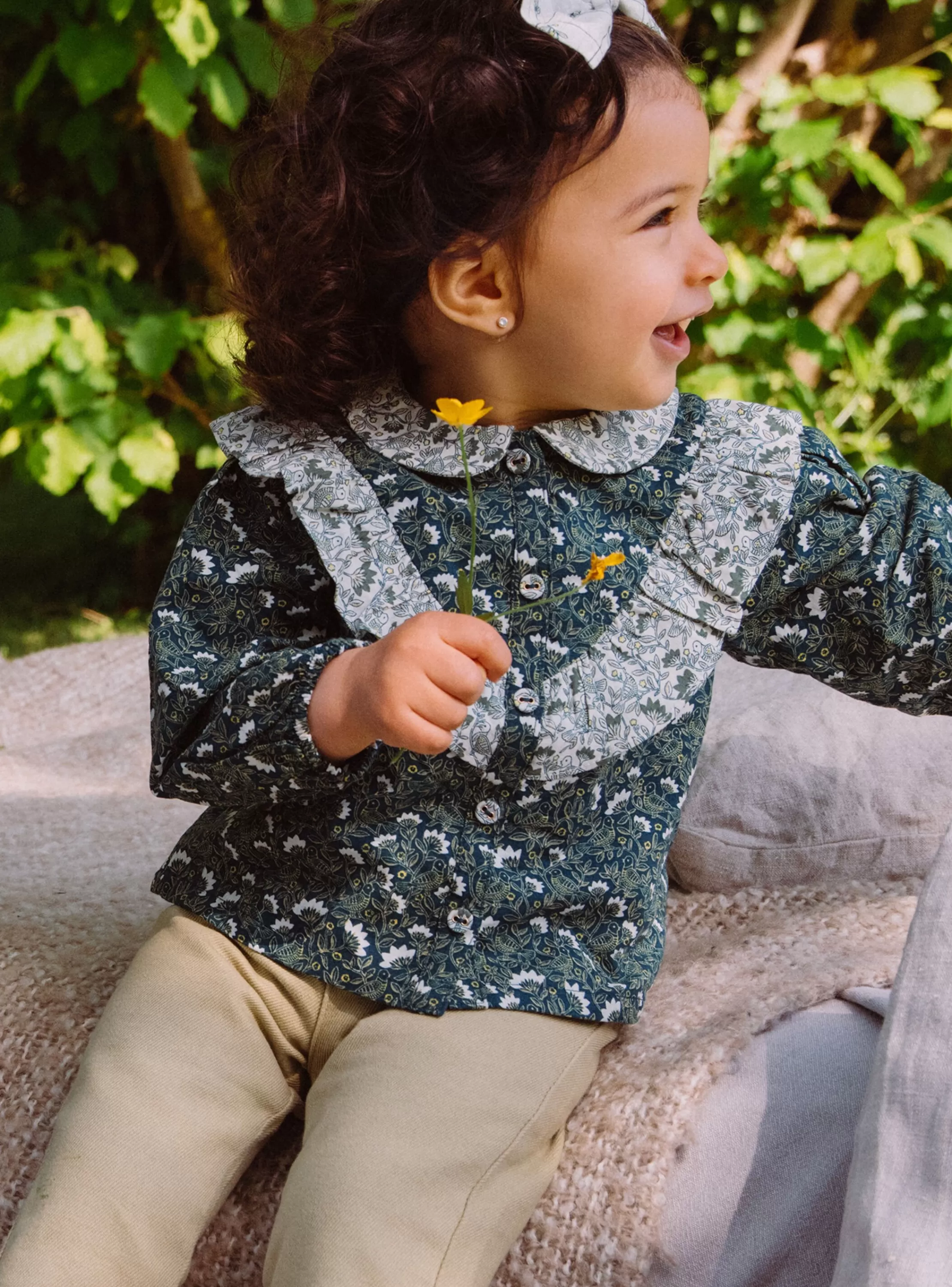 Fashion Sergent Major Chemisier vert émeraude à imprimé fleuri