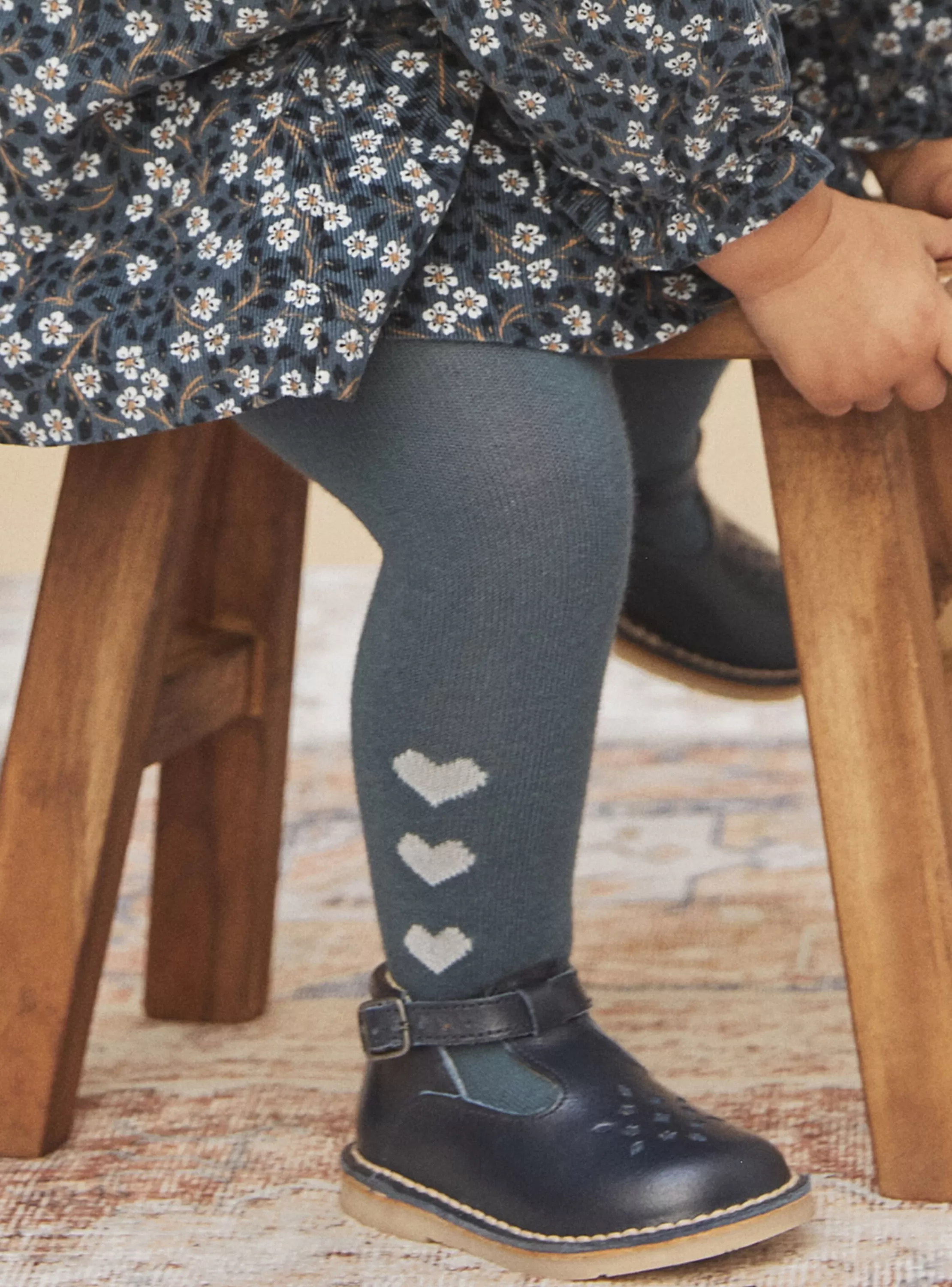 Outlet Sergent Major Collant bleu ardoise à motifs coeurs