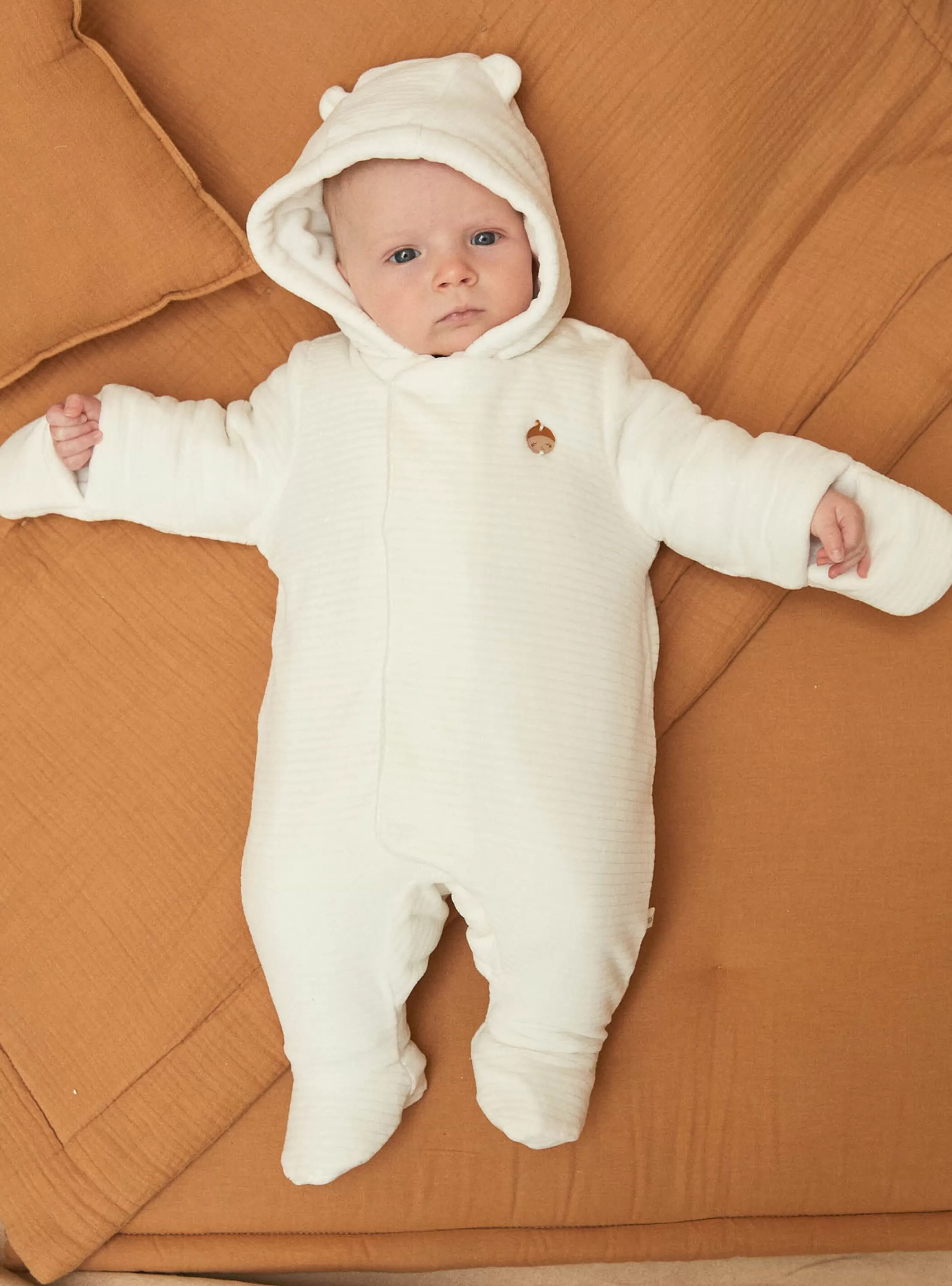 Shop Sergent Major Combi-pilote écrue en velours côtelé à capuche