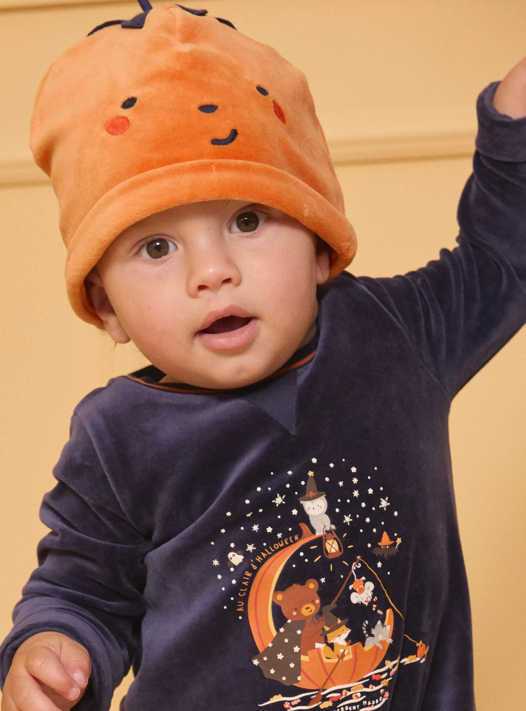 Store Sergent Major Dors-bien en velours avec bonnet