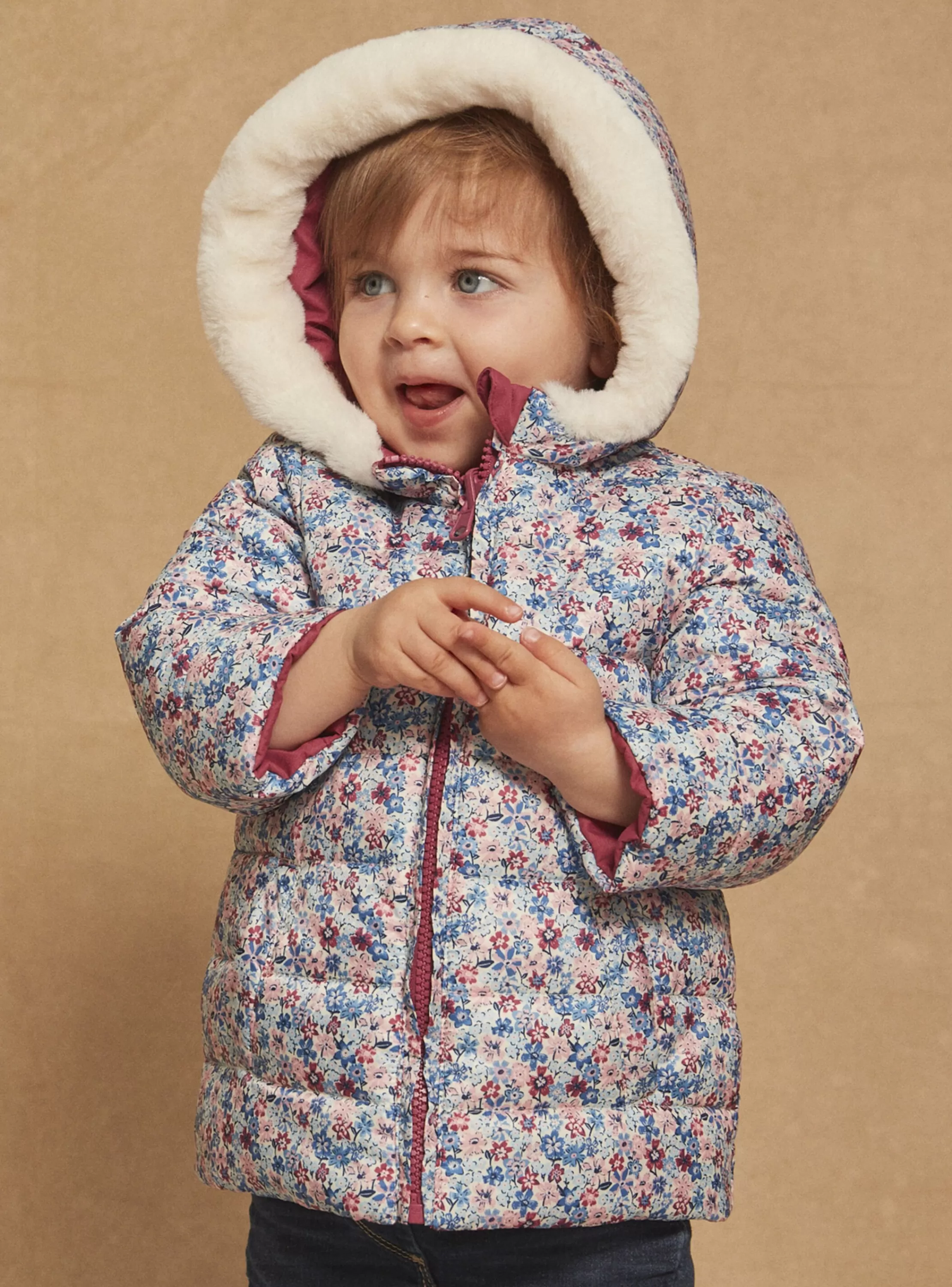 Shop Sergent Major Doudoune à capuche rose réversible