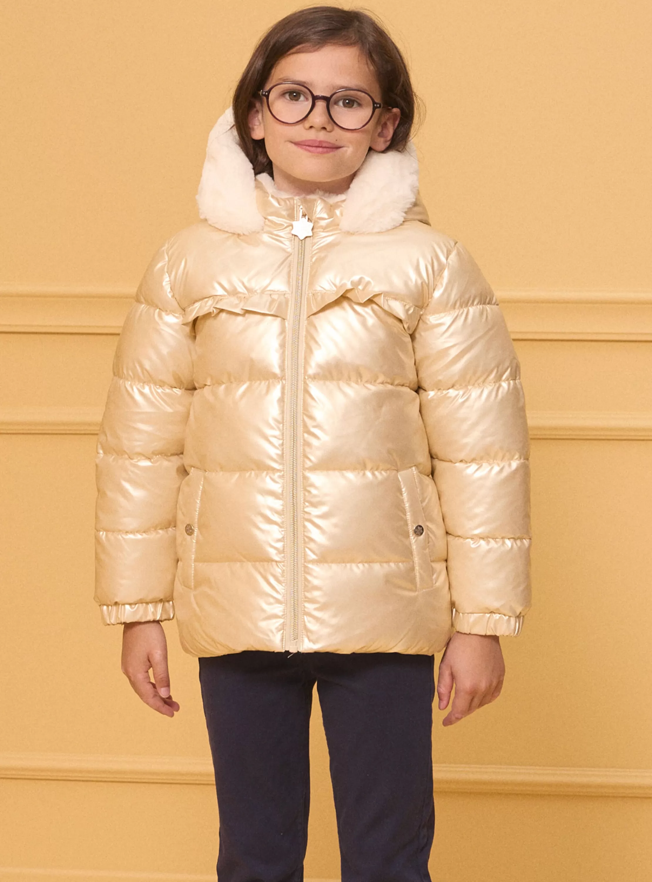 Sale Sergent Major Doudoune cirée doré à capuche