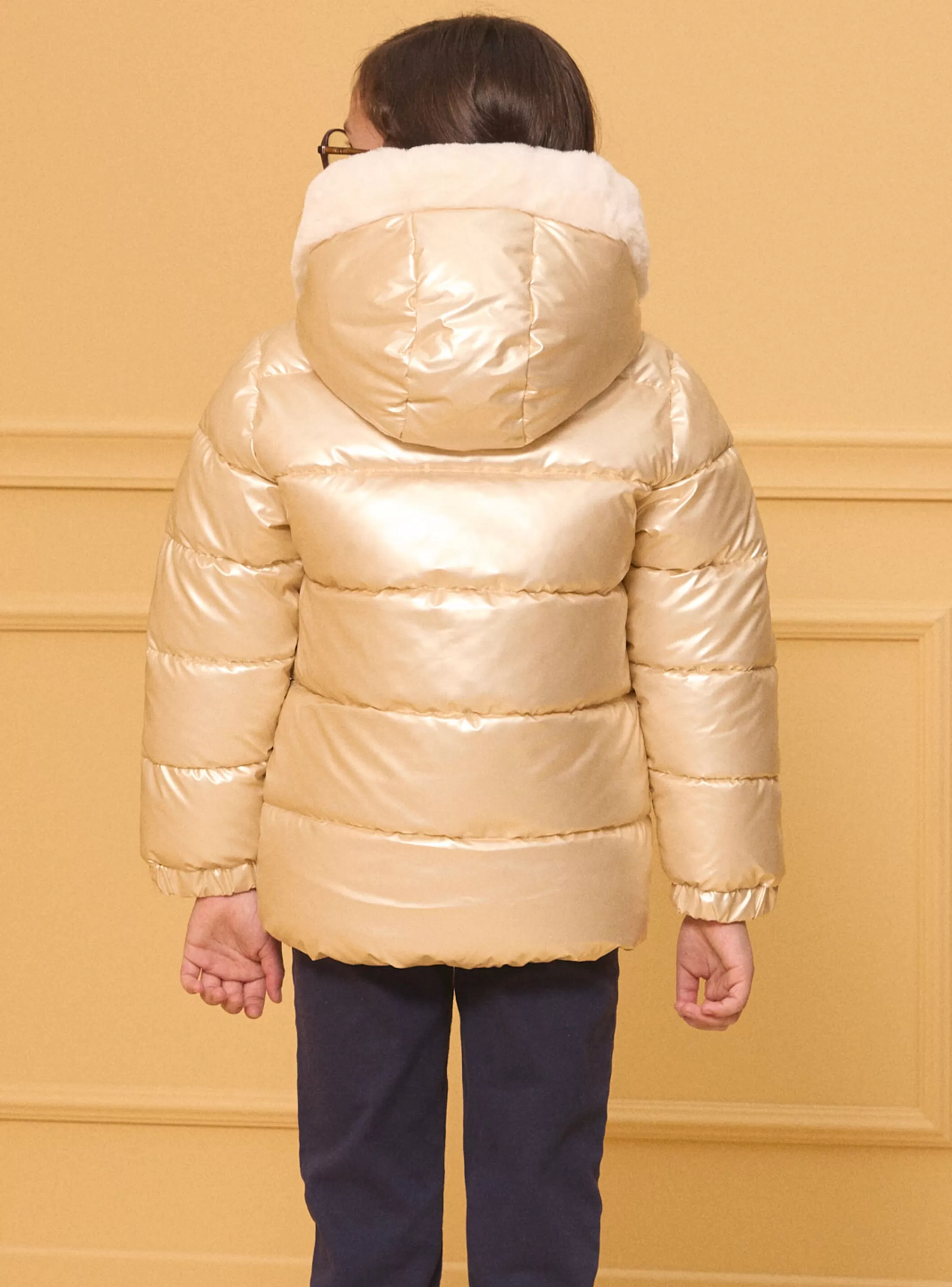 Sale Sergent Major Doudoune cirée doré à capuche