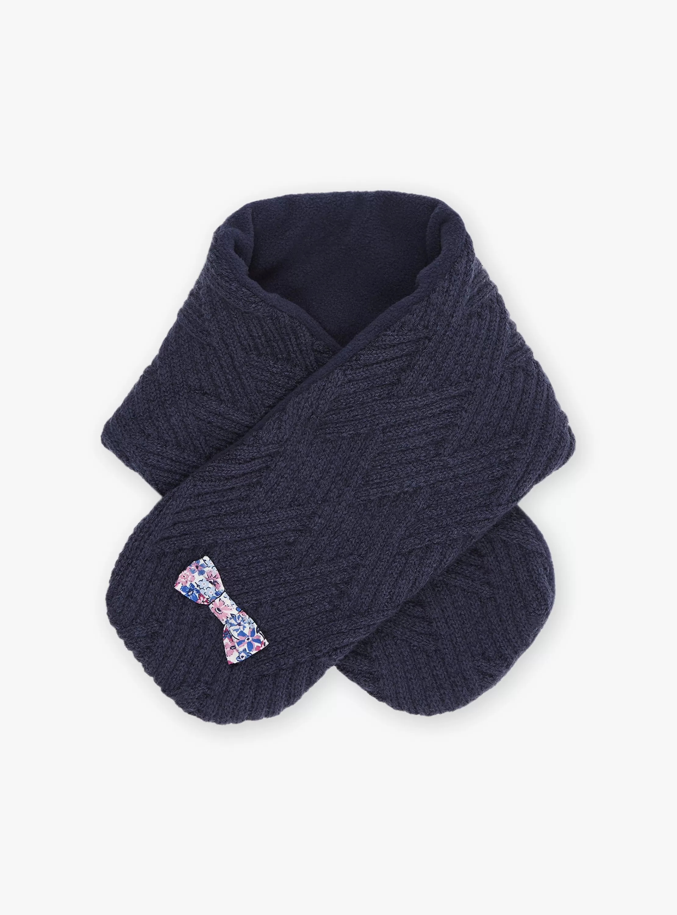 Outlet Sergent Major Echarpe bleu marine en tricot torsadé