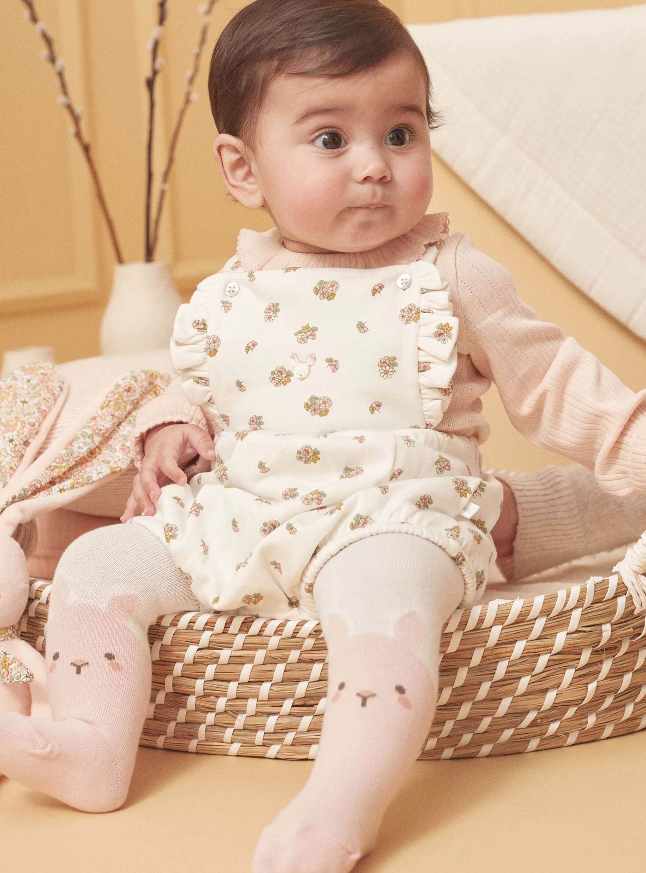 Store Sergent Major Ensemble body, barboteuse et collants écru et rose