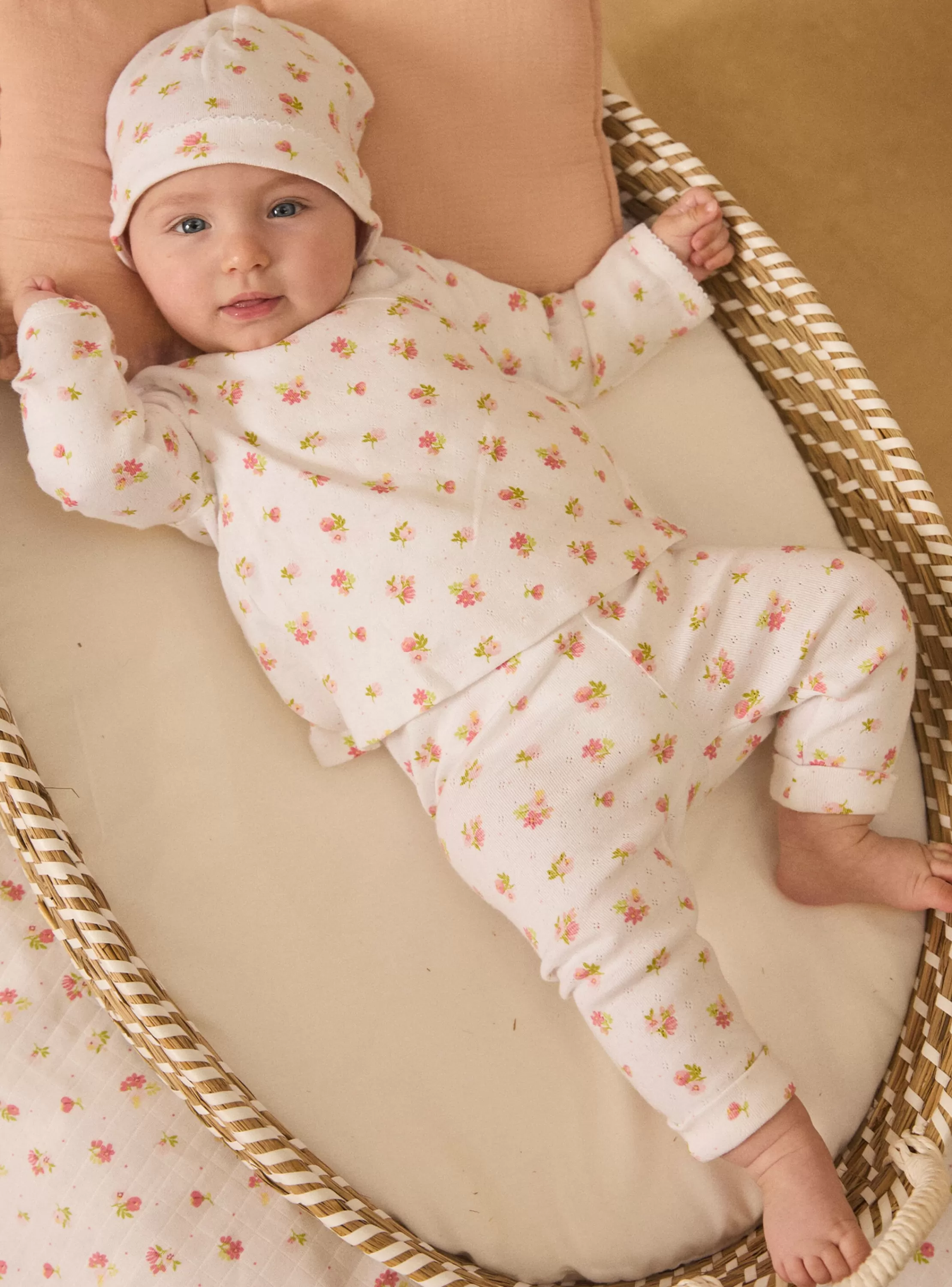 Online Sergent Major Ensemble de naissance en maille ajourée haut + pantalon + bonnet