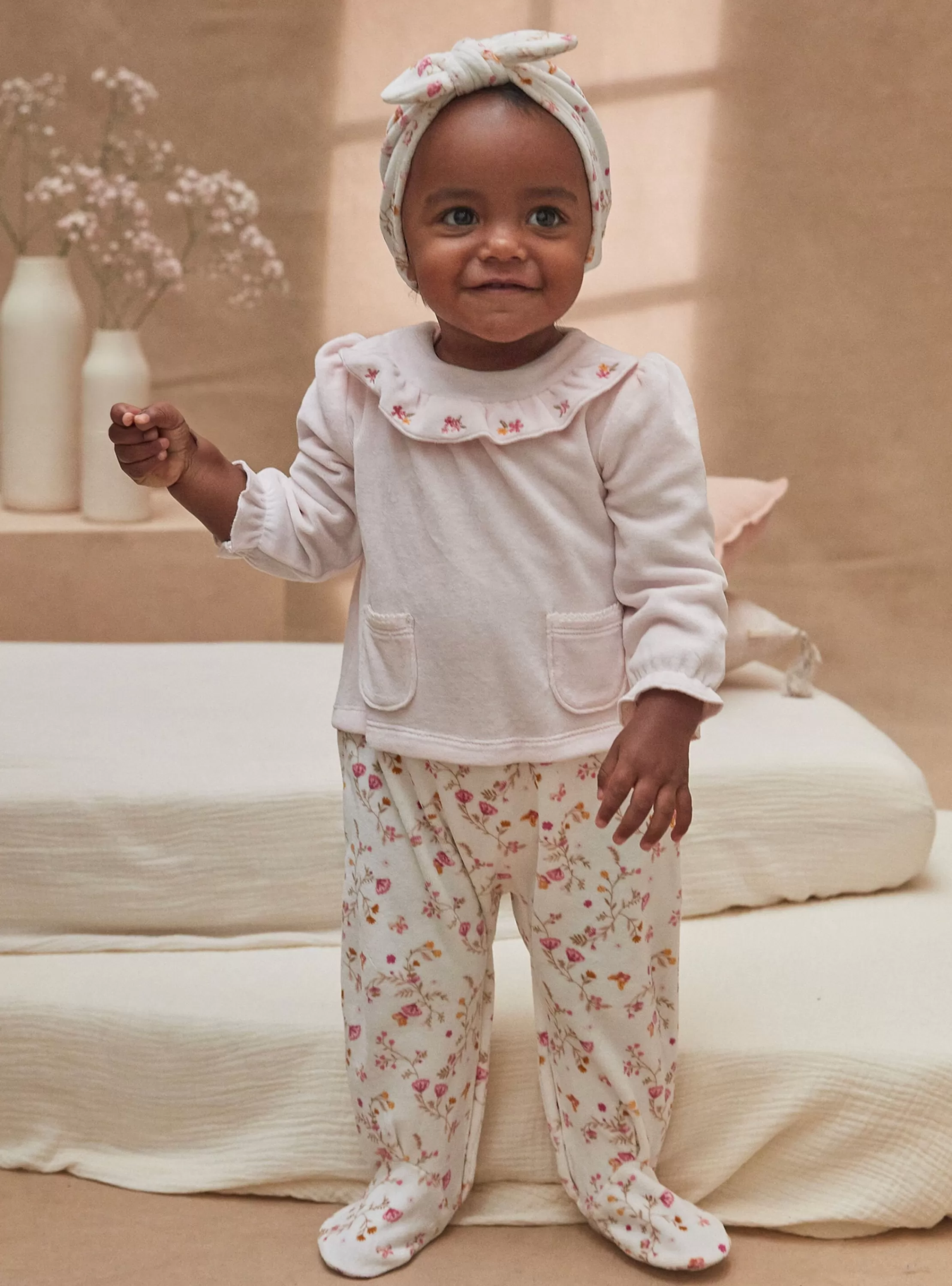 Clearance Sergent Major Ensemble dors-bien et bonnet rose à imprimé fleuri