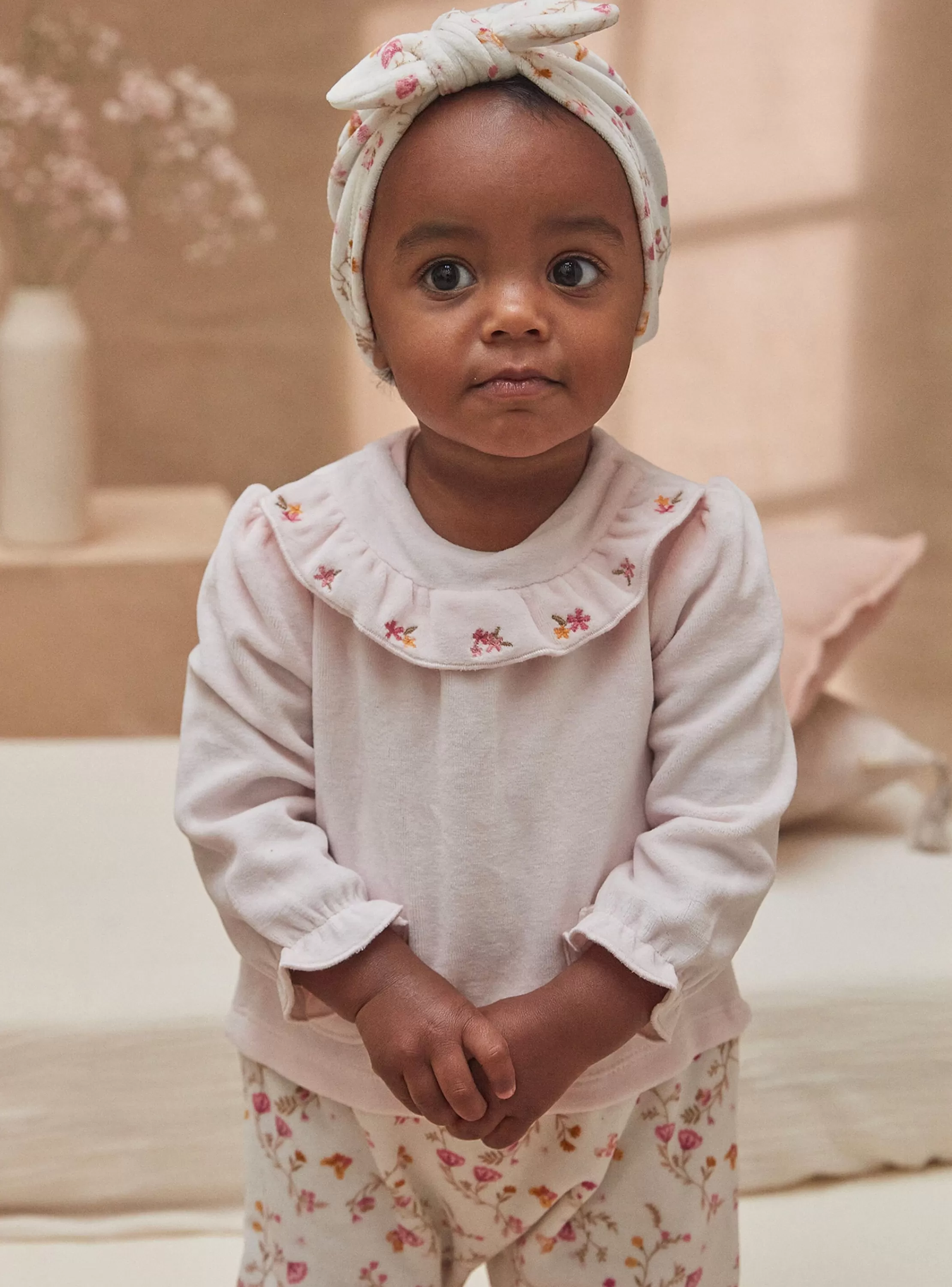 Clearance Sergent Major Ensemble dors-bien et bonnet rose à imprimé fleuri
